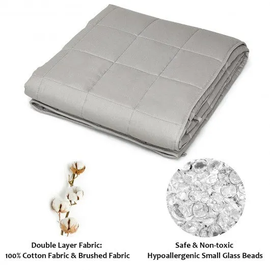 15 lbs 100% Cotton Weighted Blankets-Light Gray