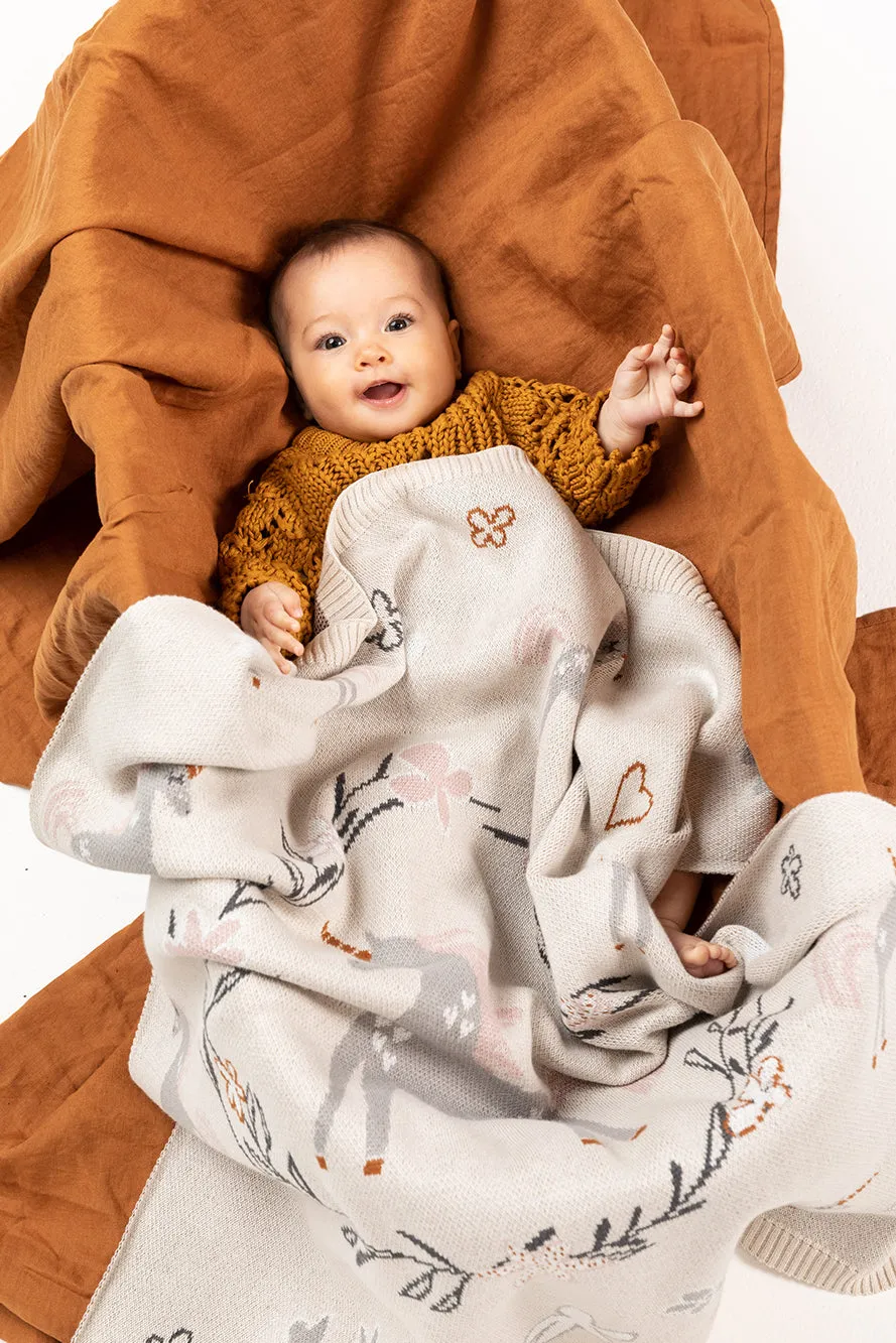 2 piece Unicorn Cotton Baby Blanket / Cotton Swaddle & Bonus Lila Rattle