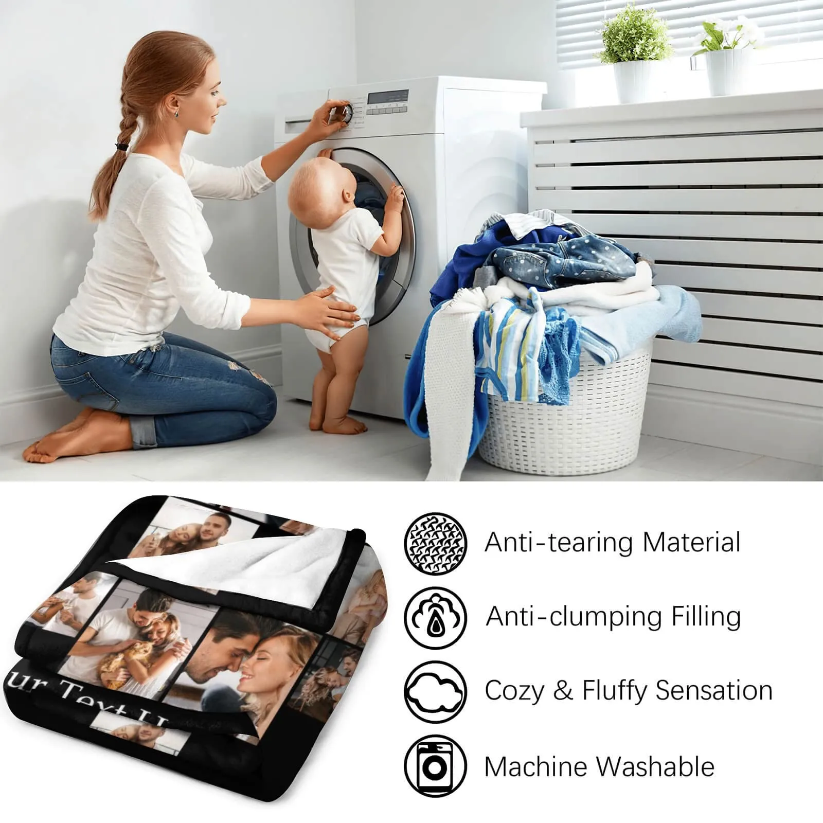 4FunGift® I Love You Couple Pictures 8 Photos Stitching Customized Blanket Valentine's Day Gift
