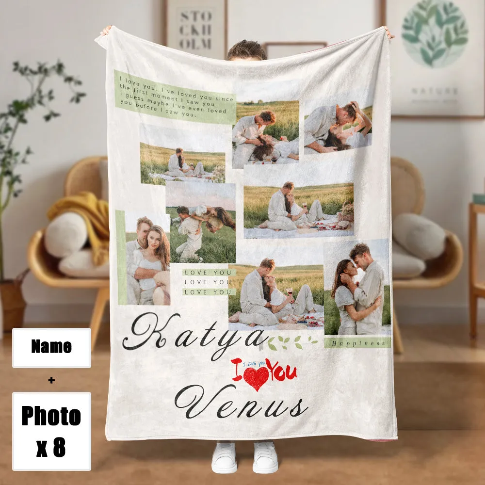 4FunGift® I Love You Couple Pictures 8 Photos Stitching Customized Blanket Valentine's Day Gift