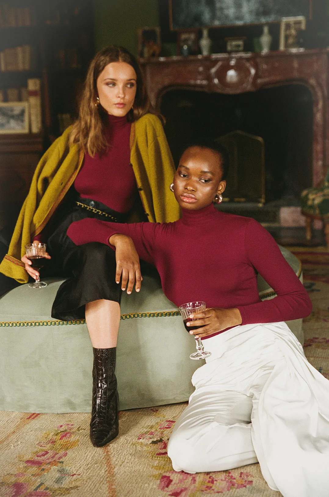 ALEXIOS Turtleneck Bodysuit in Burgundy