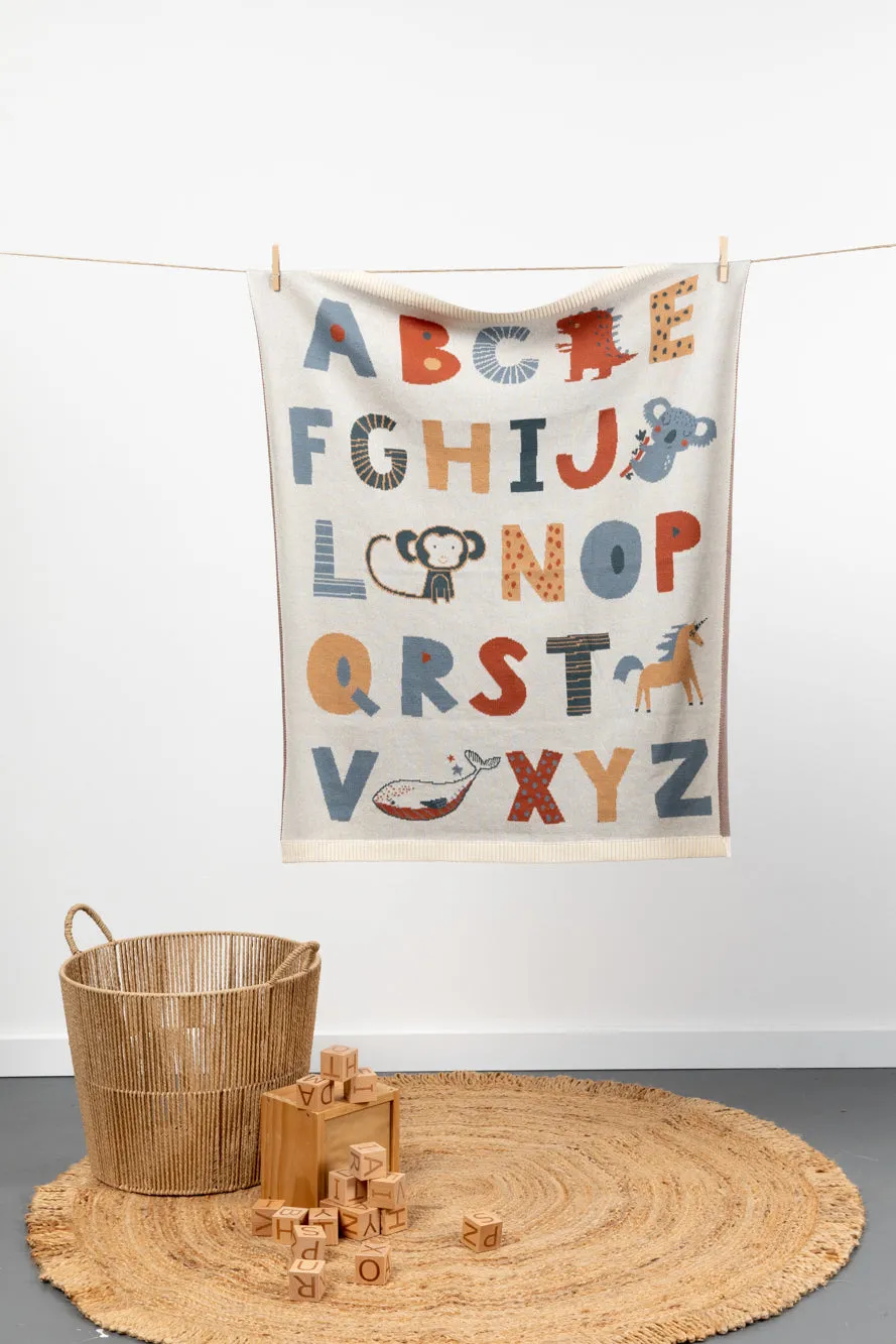 Alphabet Baby Blanket Cotton Knit Gift Boxed Newborn Gift Idea