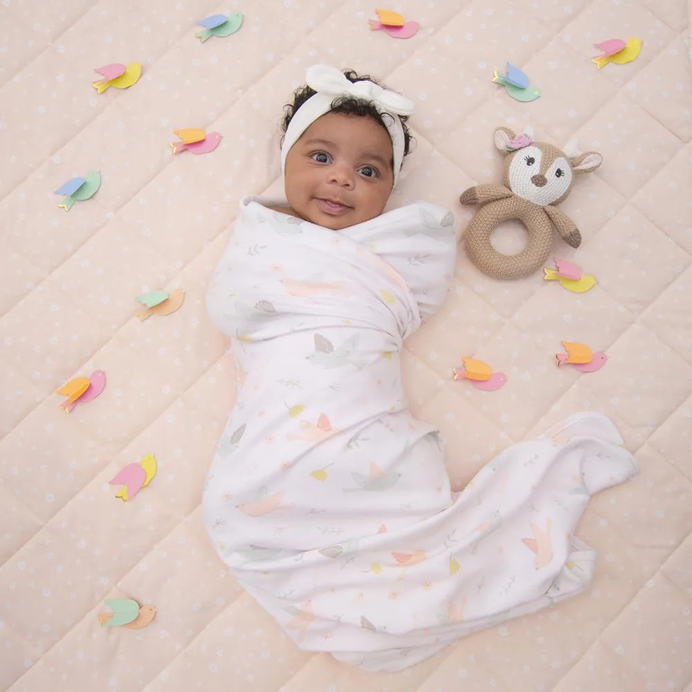 Ava Fawn 2 Piece Jersey Cotton Swaddle & Rattle Gift Set