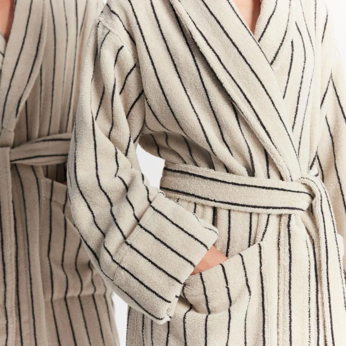 AVEN Australian Cotton Bath Robe LIMESTONE STRIPE by Sheridan