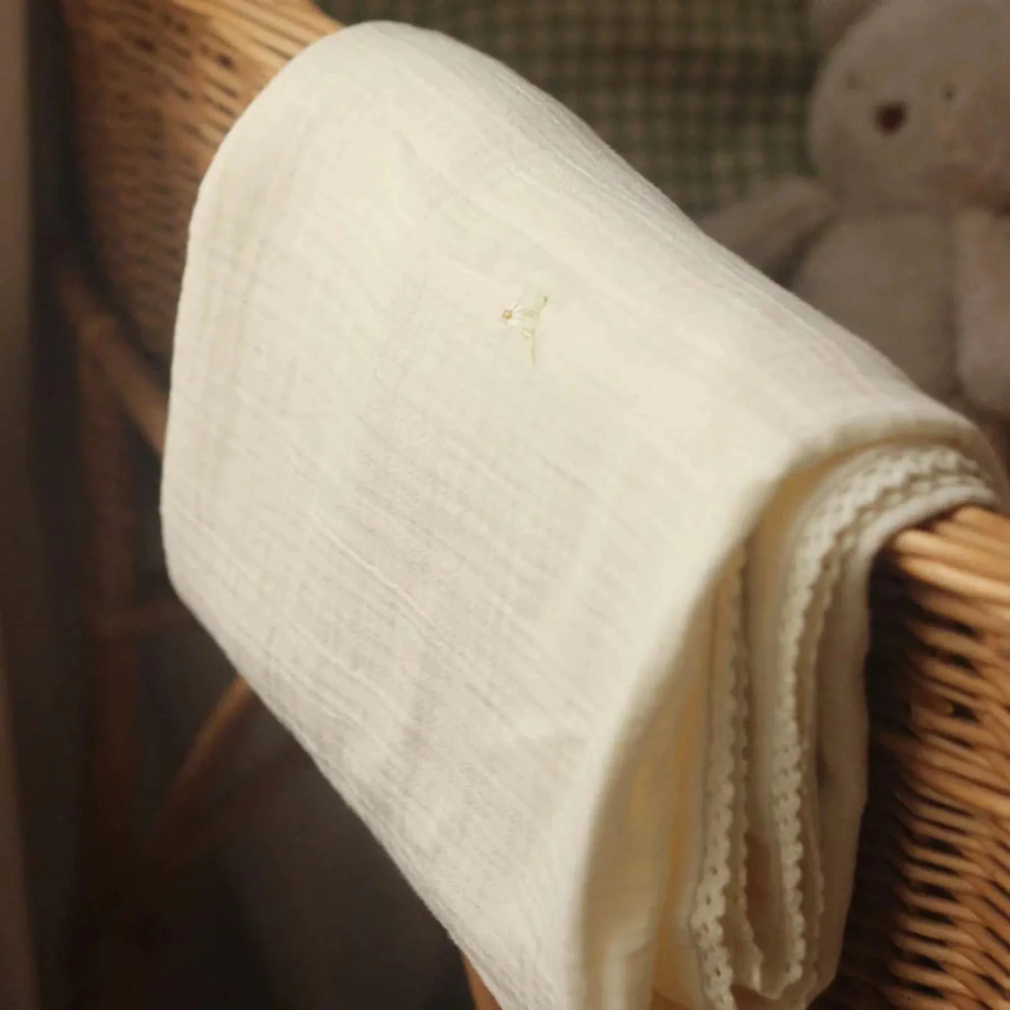 AVERY ROW Embroidered Muslin Blanket