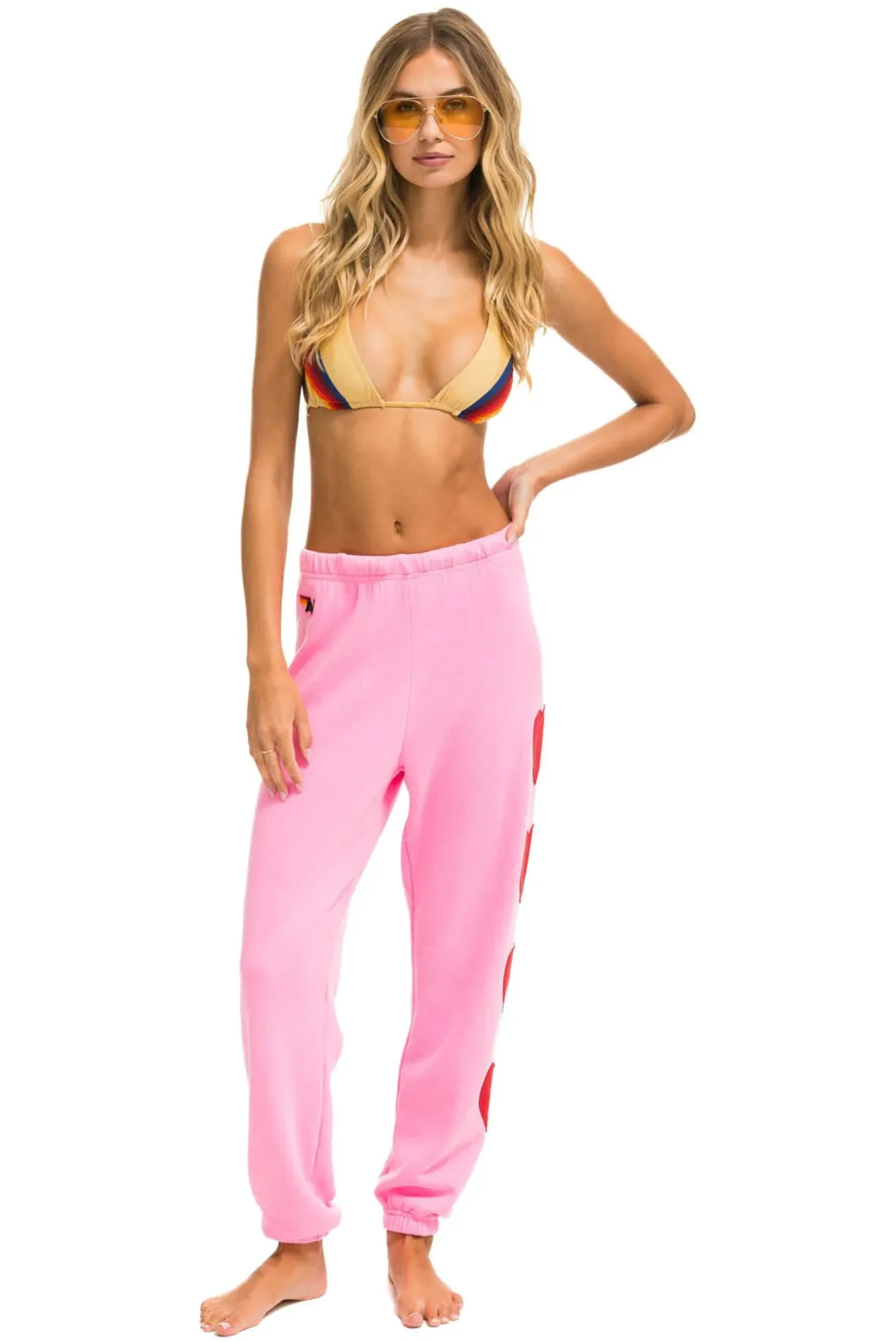 AVIATOR NATION HEART STITCH 4 SWEATPANTS - NEON PINK