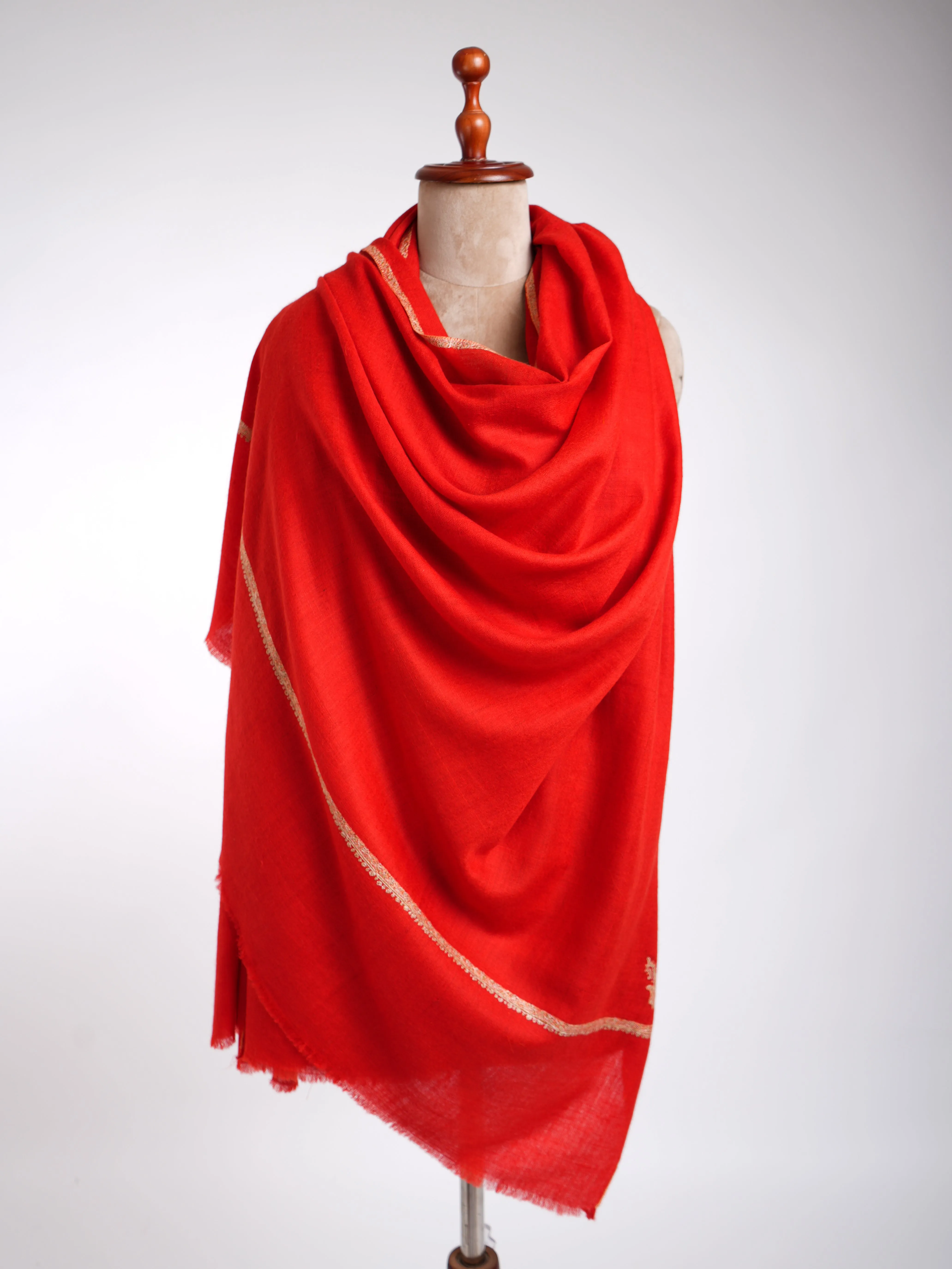 Baildar Handmade Bridal Pashmina Shawl Red