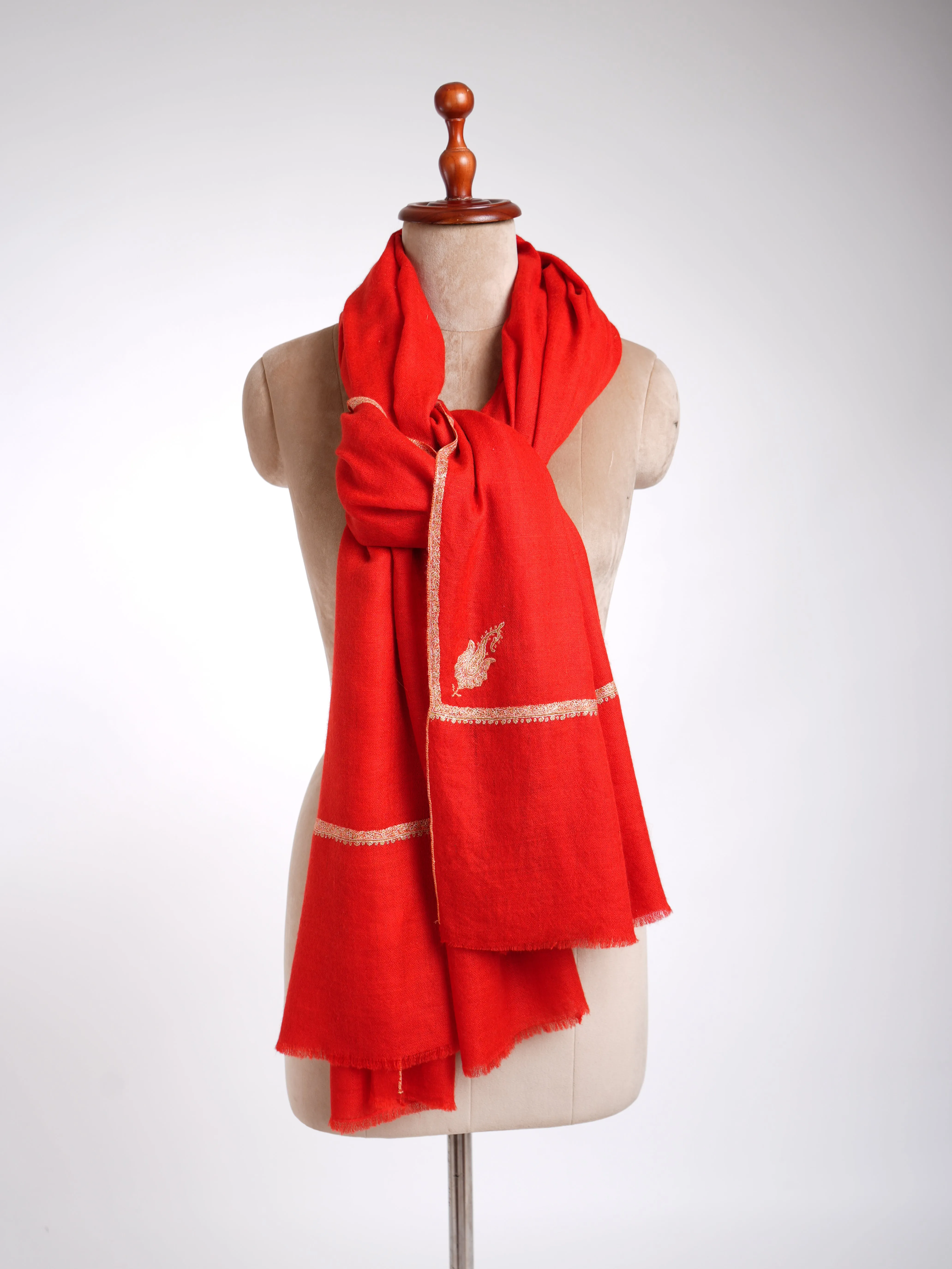 Baildar Handmade Bridal Pashmina Shawl Red