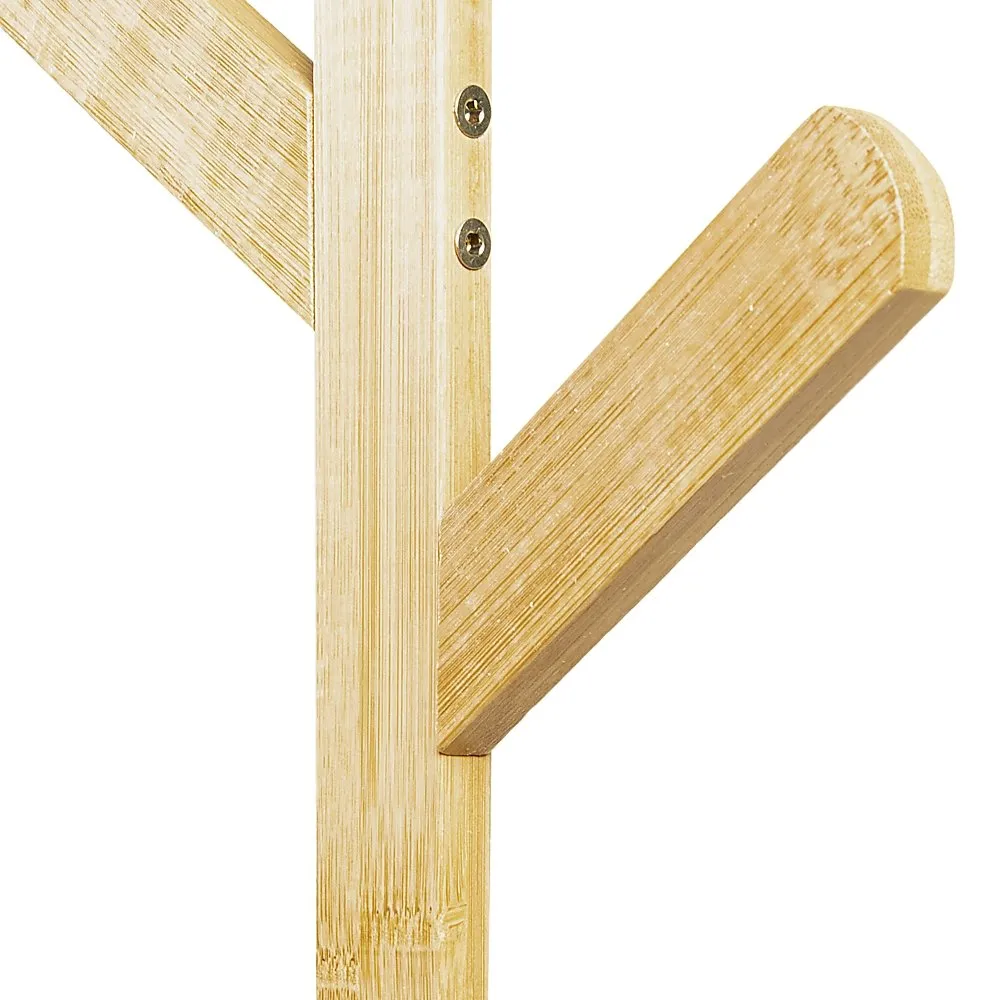 Bamboo Clothes Coat Rack Garment Stand Shelf Tree Hanger Bag Hat Hook Holder