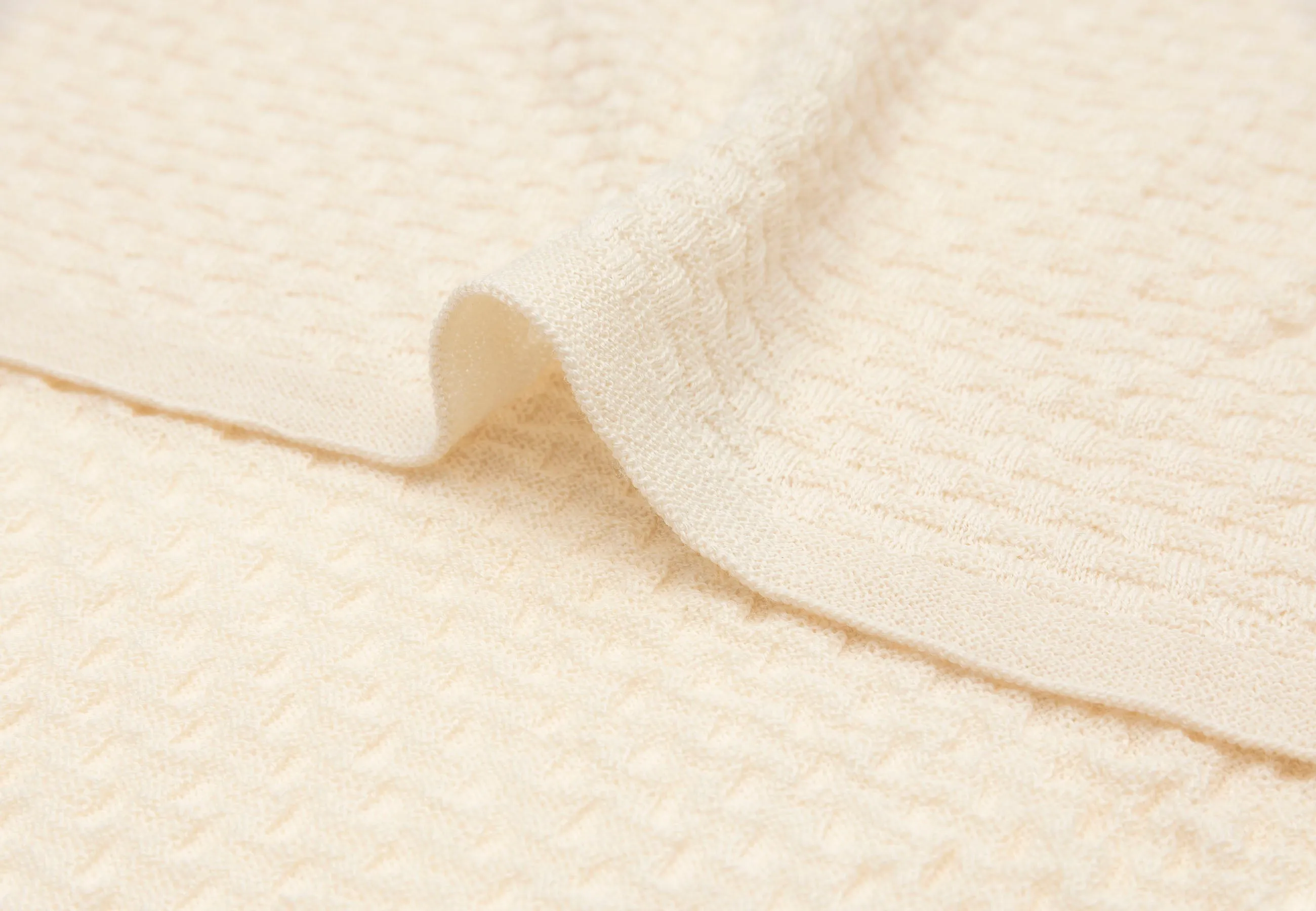 Blanket Cot 100x150cm Weave Knit Merino wool - Oatmeal