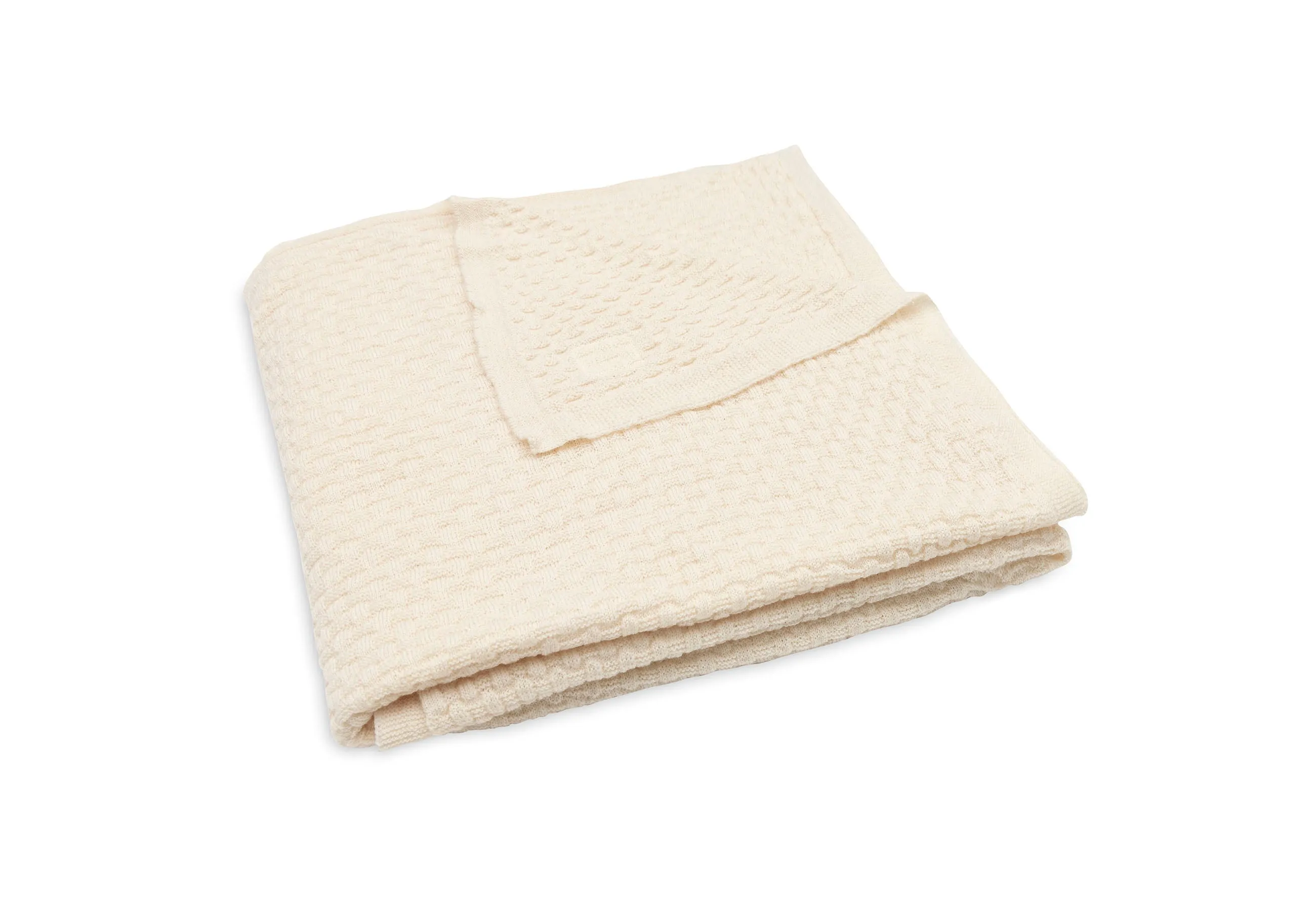 Blanket Cot 100x150cm Weave Knit Merino wool - Oatmeal