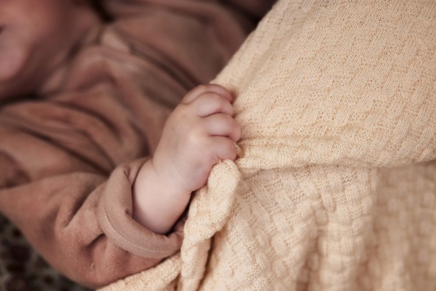 Blanket Cot 100x150cm Weave Knit Merino wool - Oatmeal