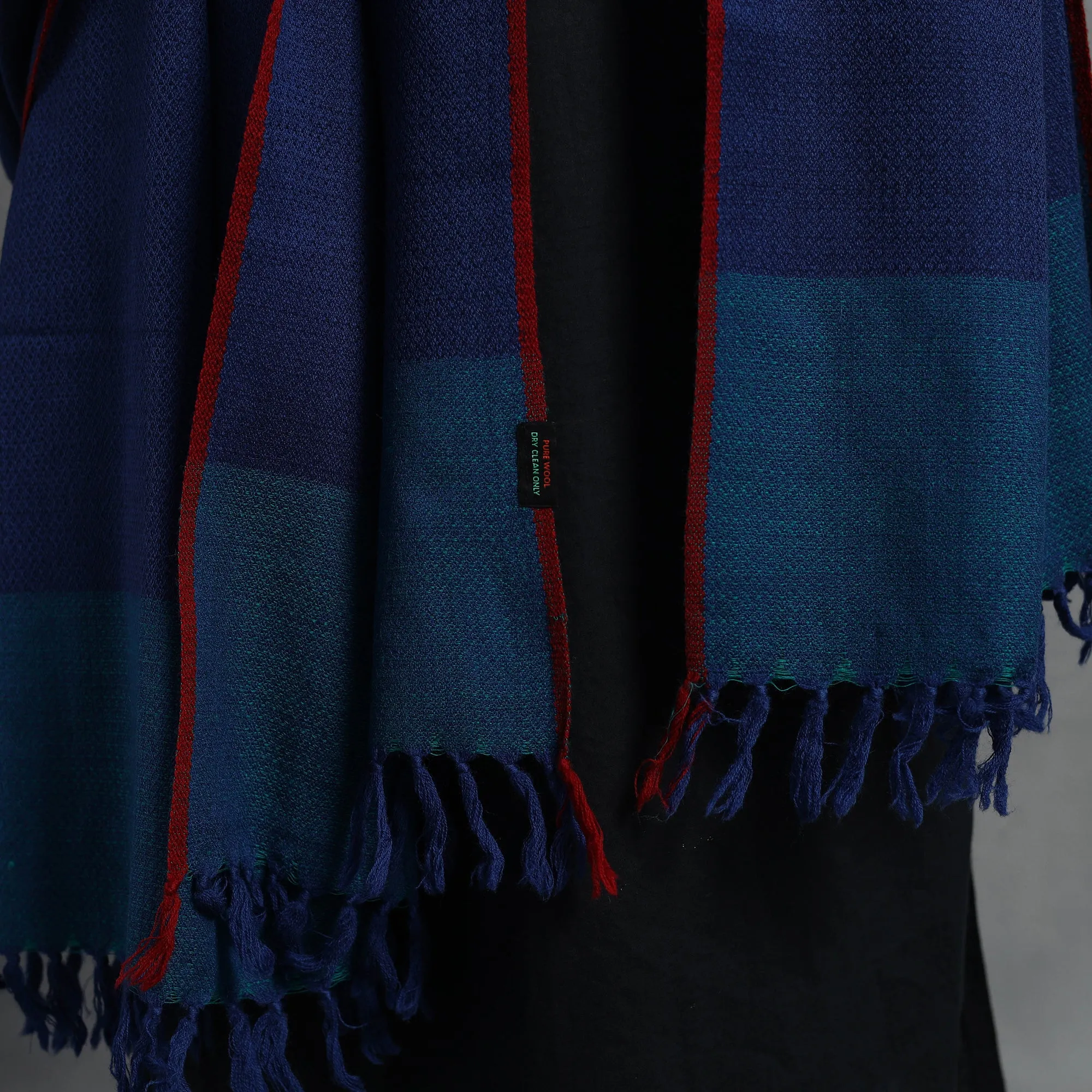 Blue - Kumaun Handwoven Pure Merino Wool Shawl for Women 48