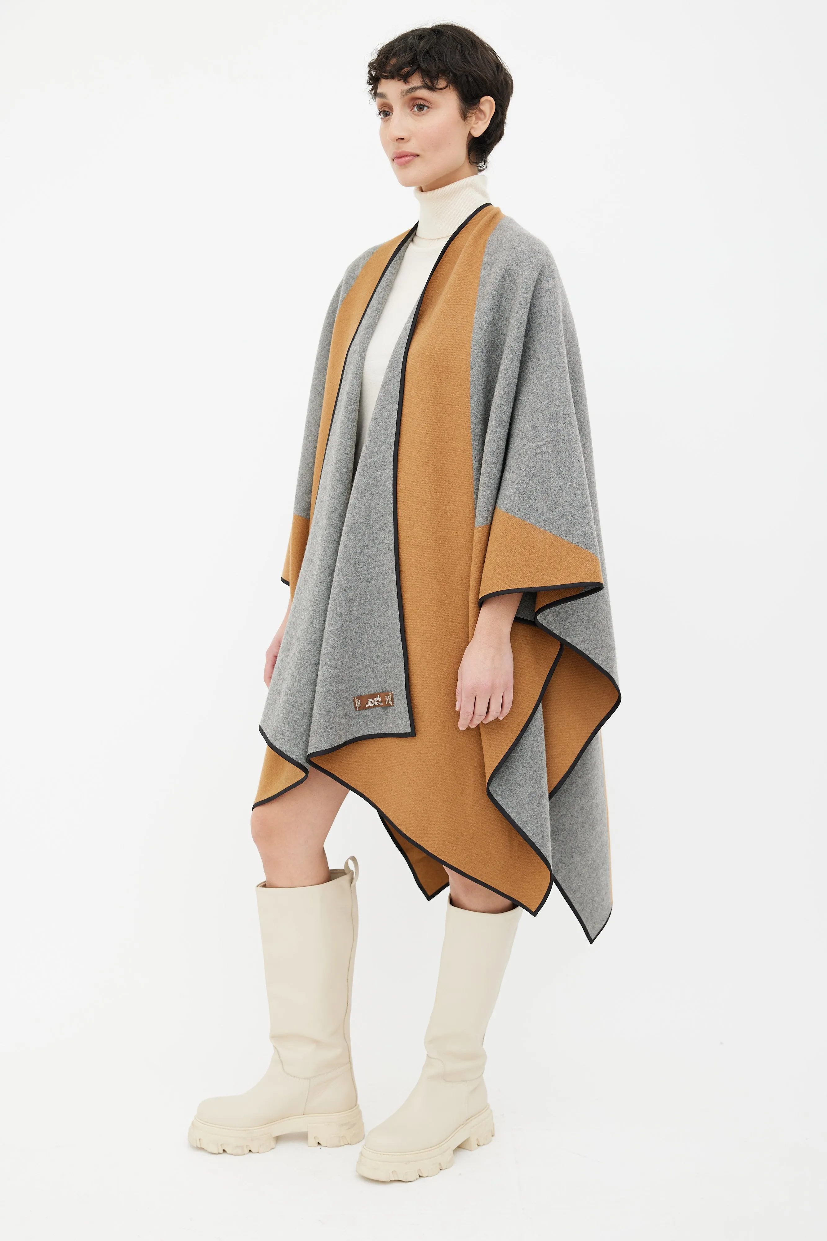 Brown & Grey Cashmere Cape