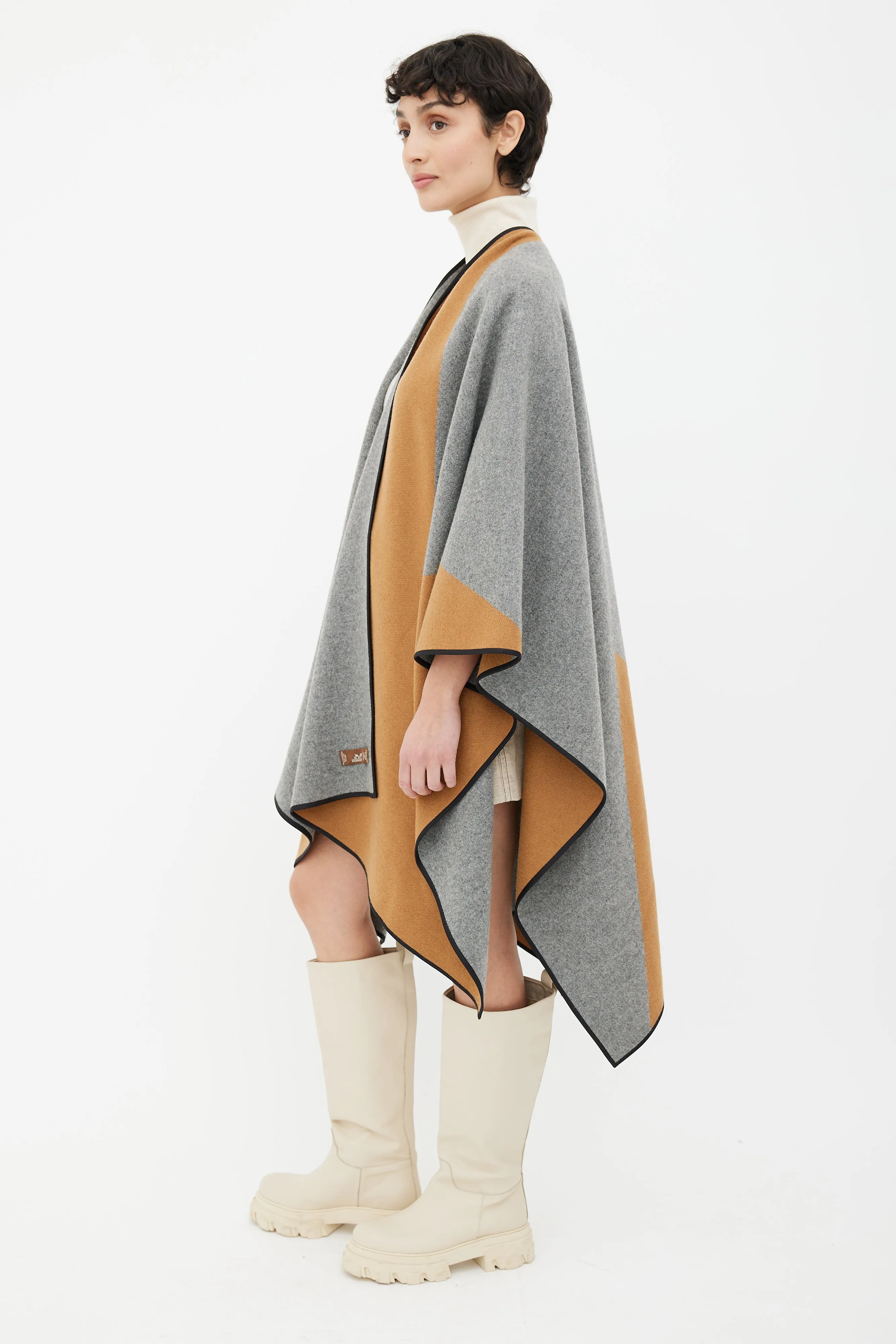 Brown & Grey Cashmere Cape