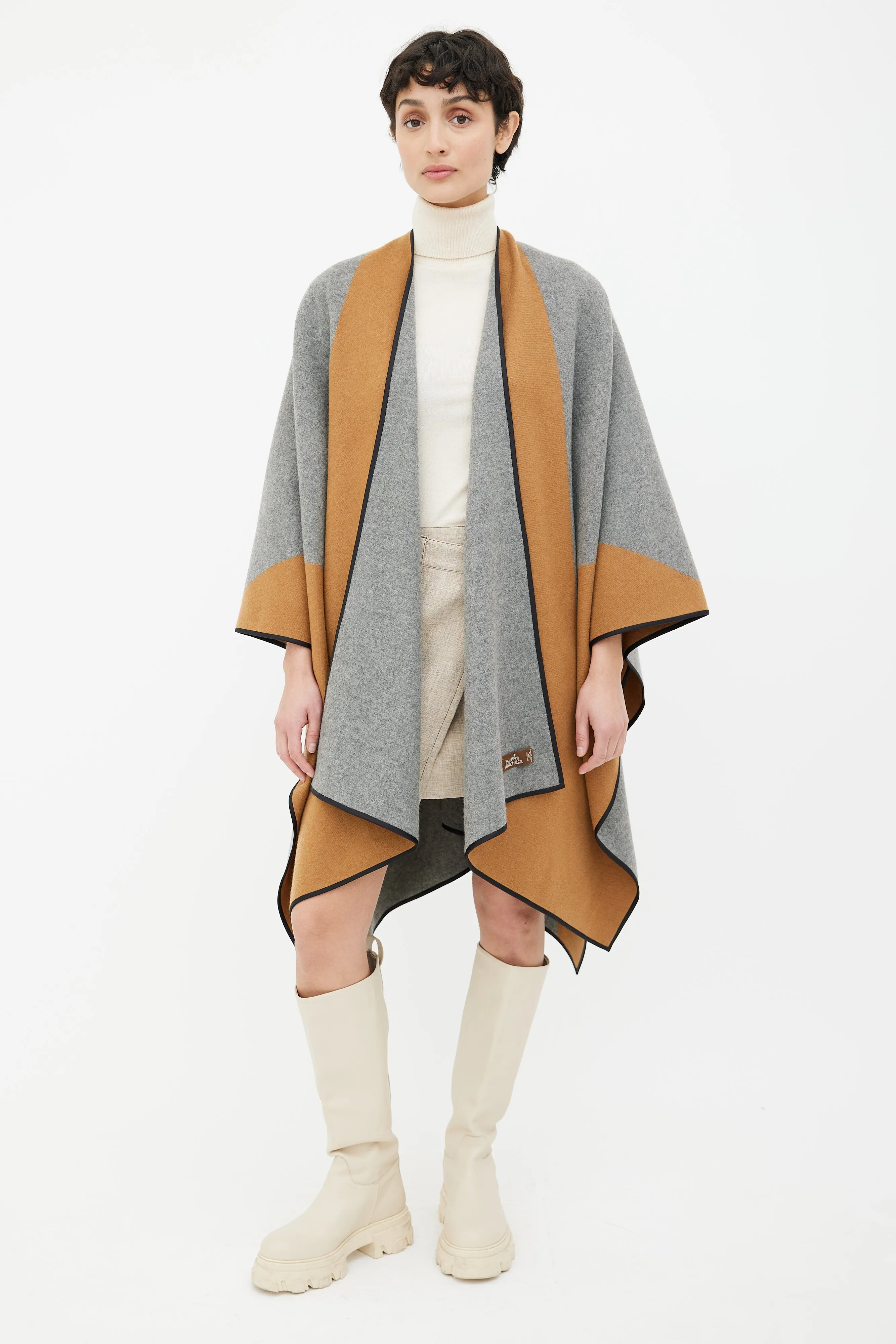 Brown & Grey Cashmere Cape