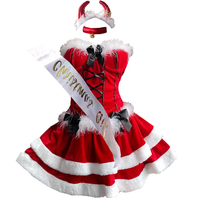 BUNNY GIRL COSPLAY SUIT （4-piece set   ribbon） KF82454