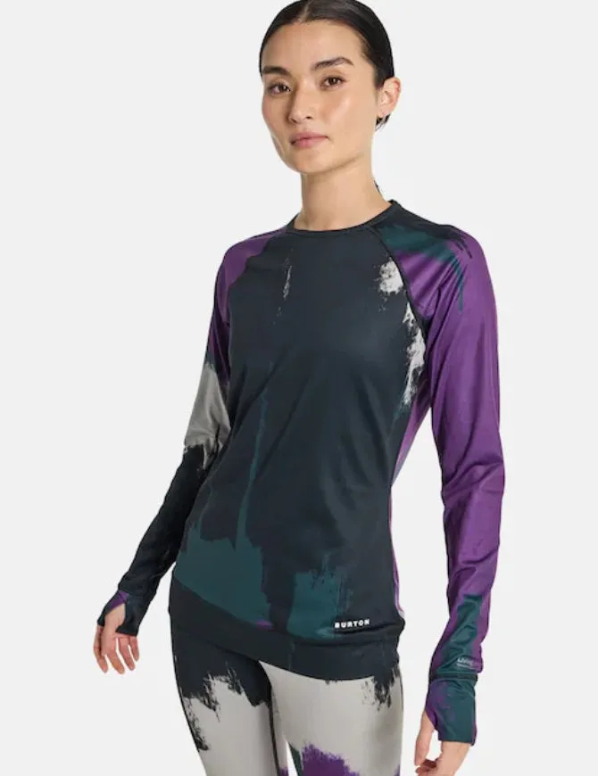 Burton Women's Lightweight X Base Layer Crew 2025 | Silver Sconce/ Forest Chalk