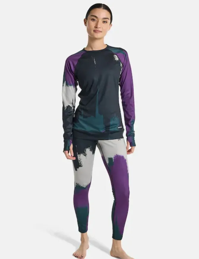 Burton Women's Lightweight X Base Layer Crew 2025 | Silver Sconce/ Forest Chalk