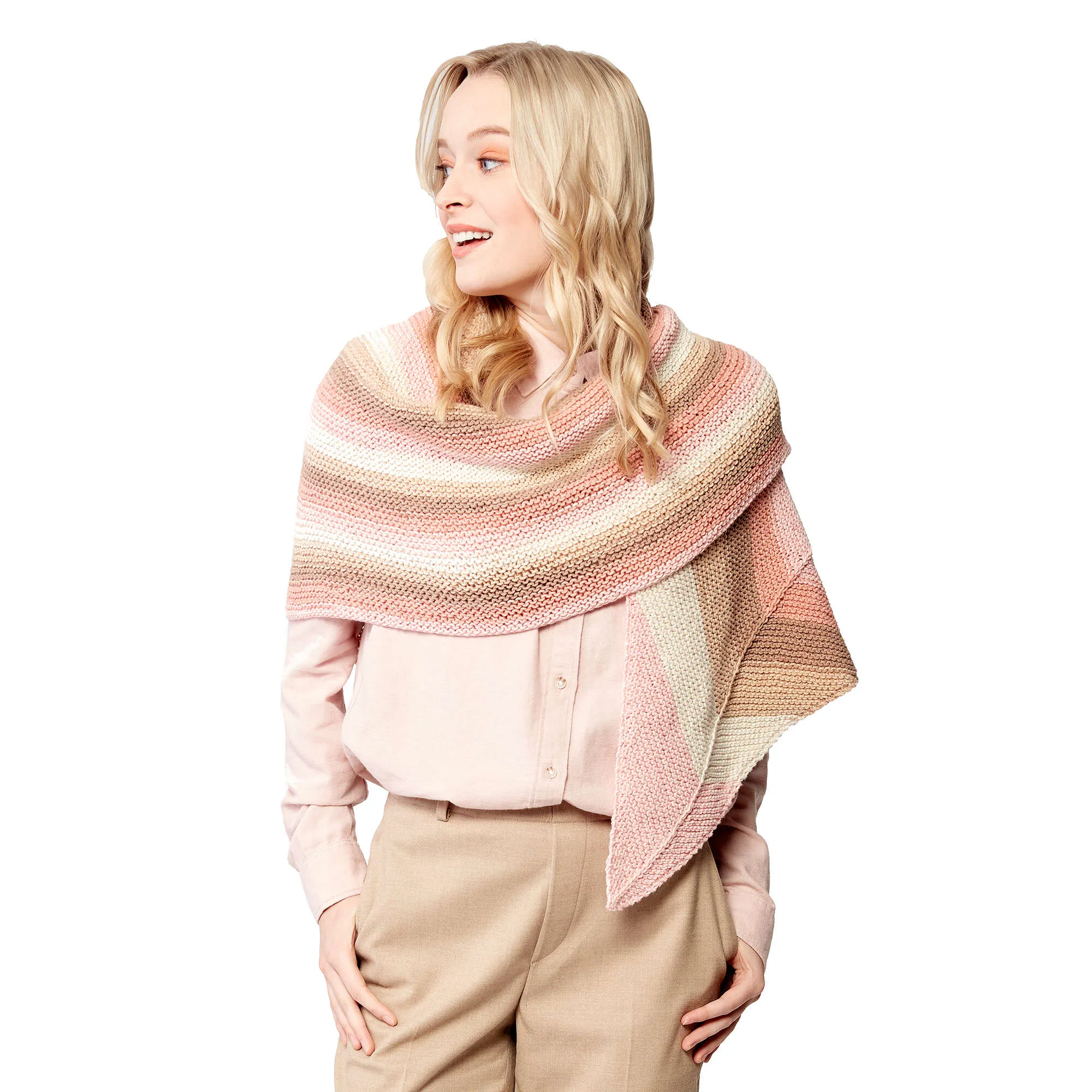 Caron Asymmetrical Knit Shawl