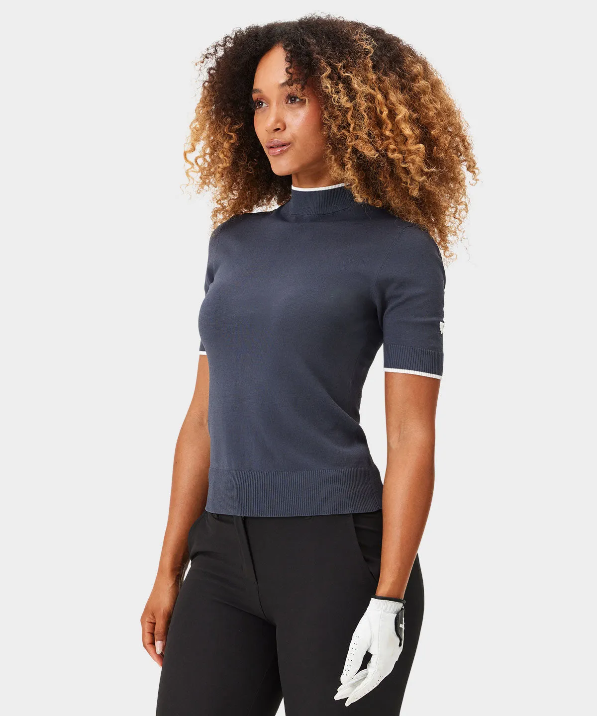 Charcoal Air Mock Neck Top