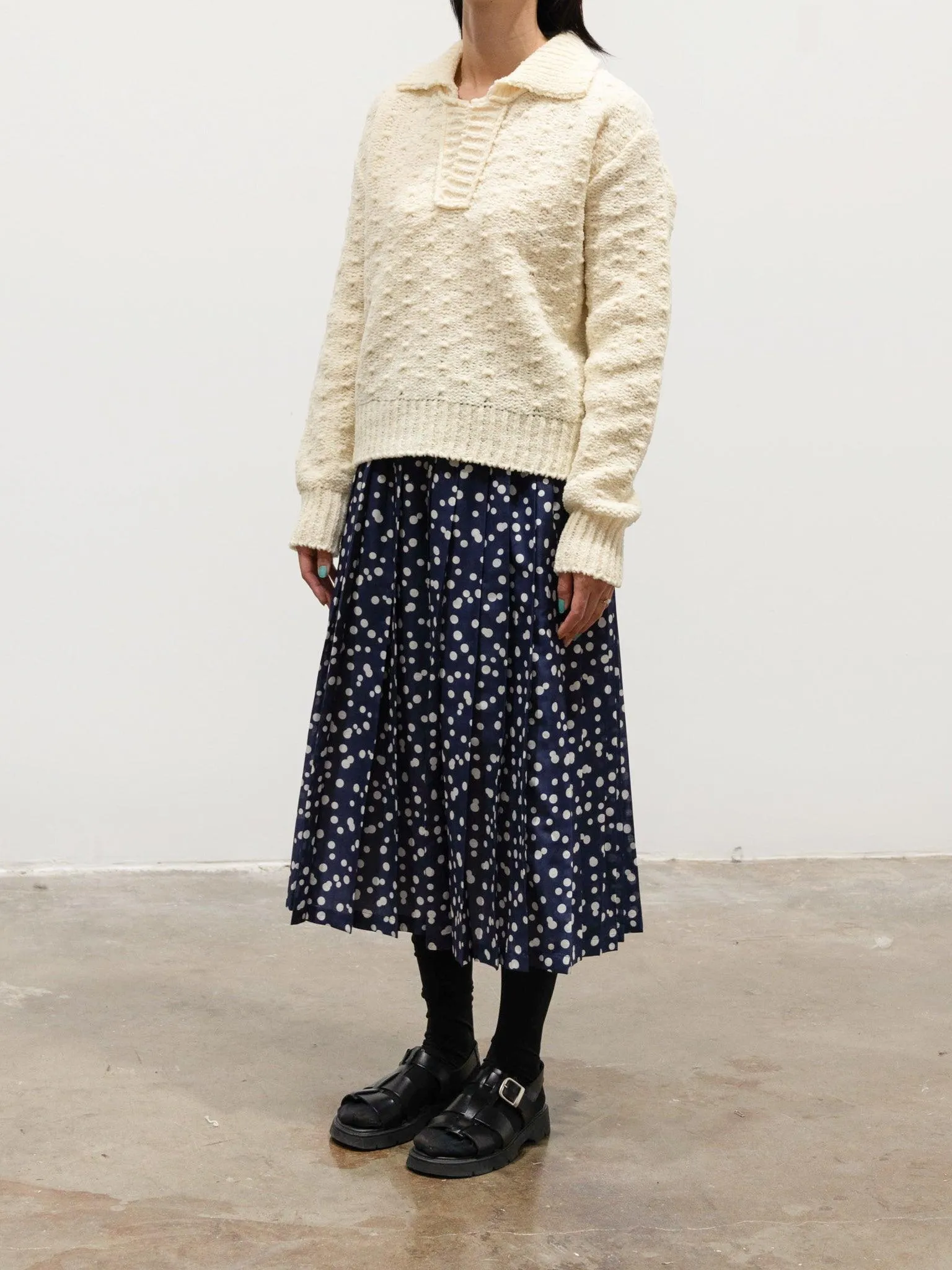 Chenille Yarn Polo - Ivory