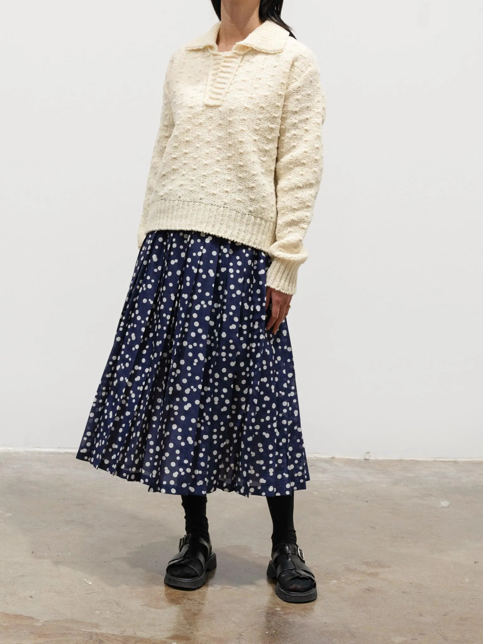 Chenille Yarn Polo - Ivory