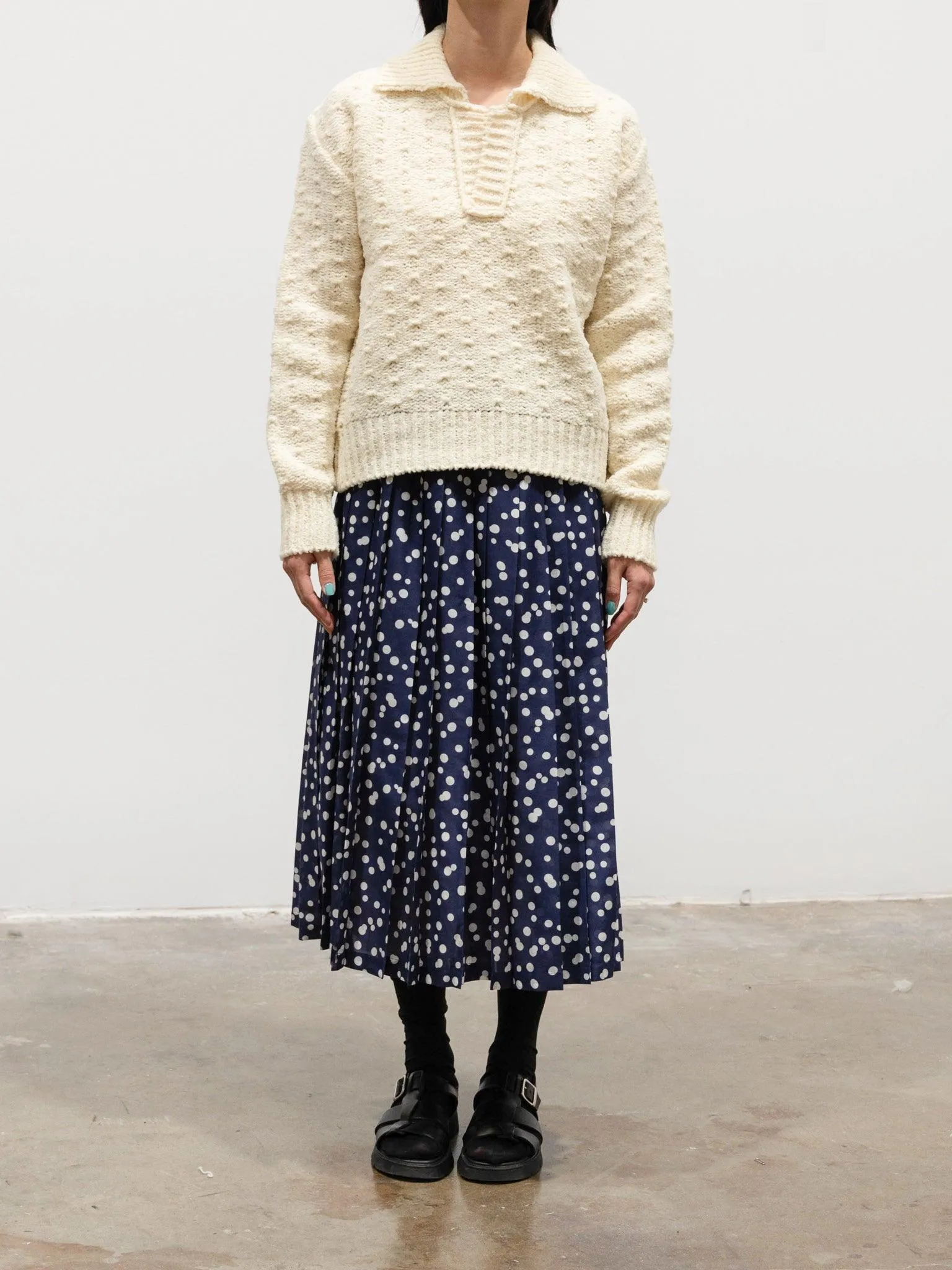 Chenille Yarn Polo - Ivory