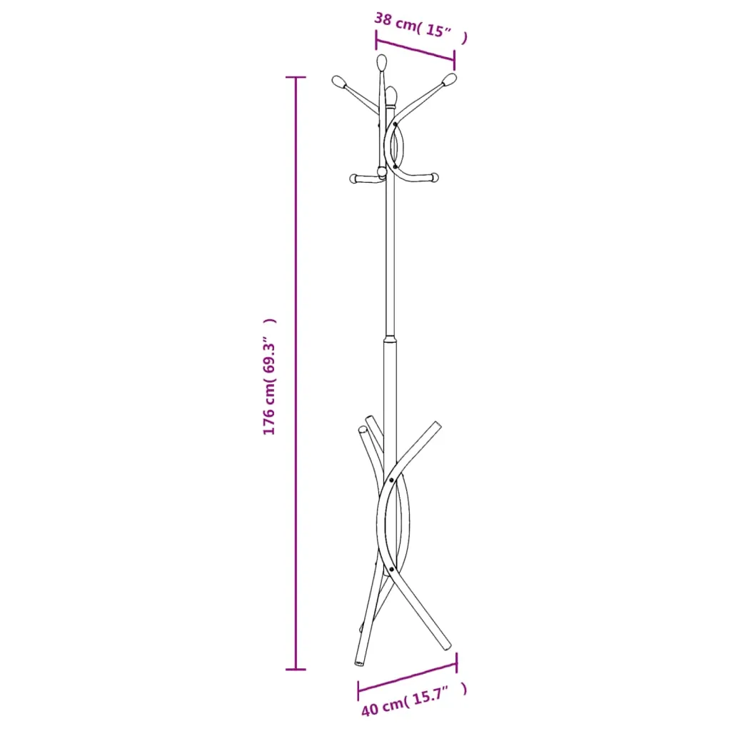 Coat Stand Black 176 cm Powder-coated Iron