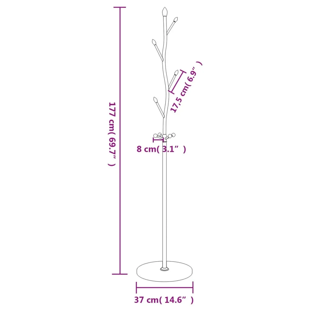 Coat Stand Black 177 cm Powder-coated Iron