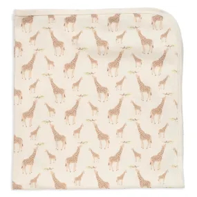 cream jolie giraffe organic cotton soothing swaddle blanket