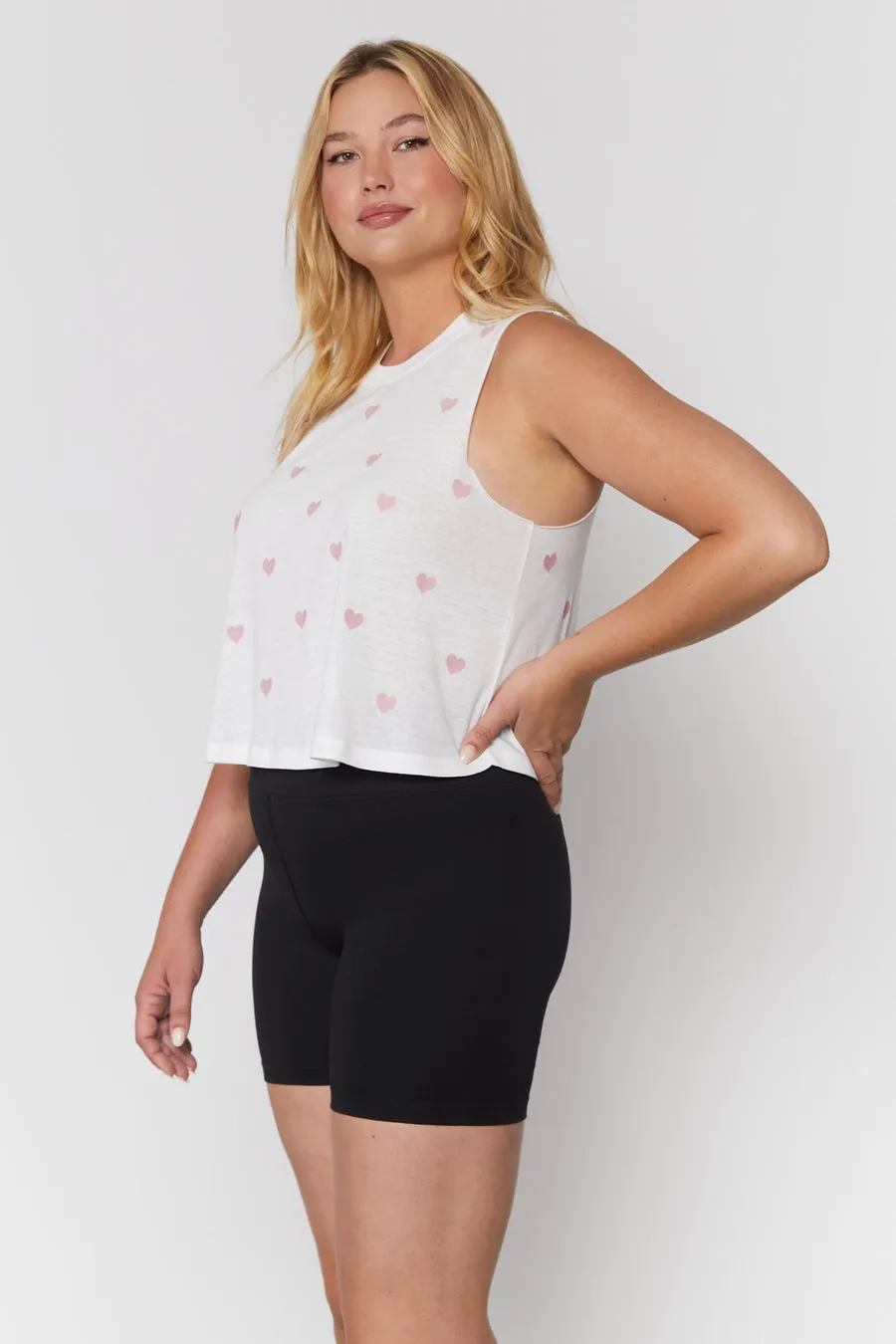 Crop Tank, Stone Hearts Print