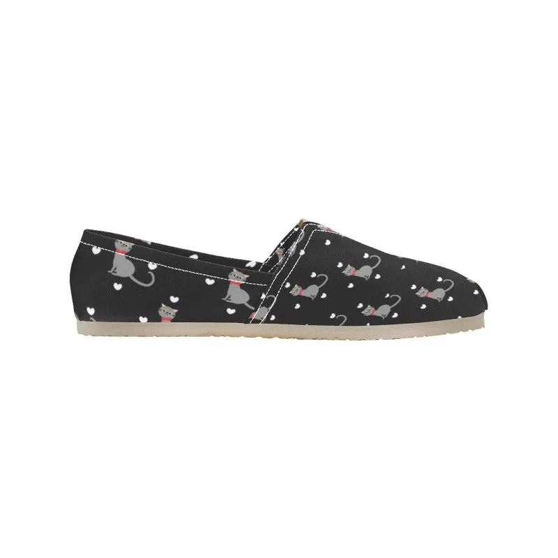 Cute Cat Themed Slip-On Canvas Shoes Wide