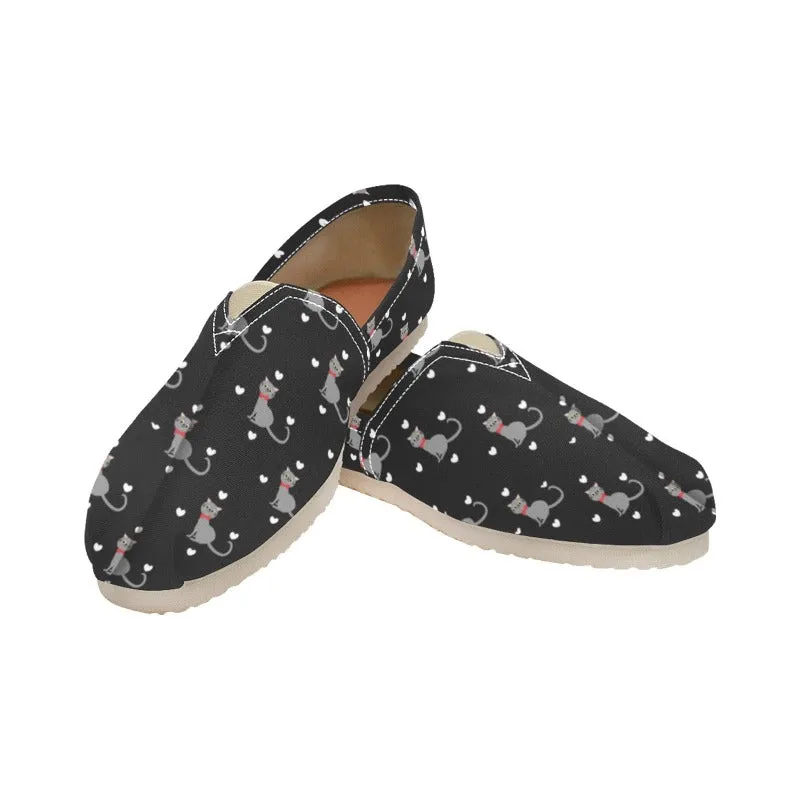 Cute Cat Themed Slip-On Canvas Shoes Wide