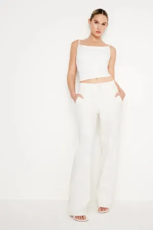 Denim Tie Back Halter Cloud White