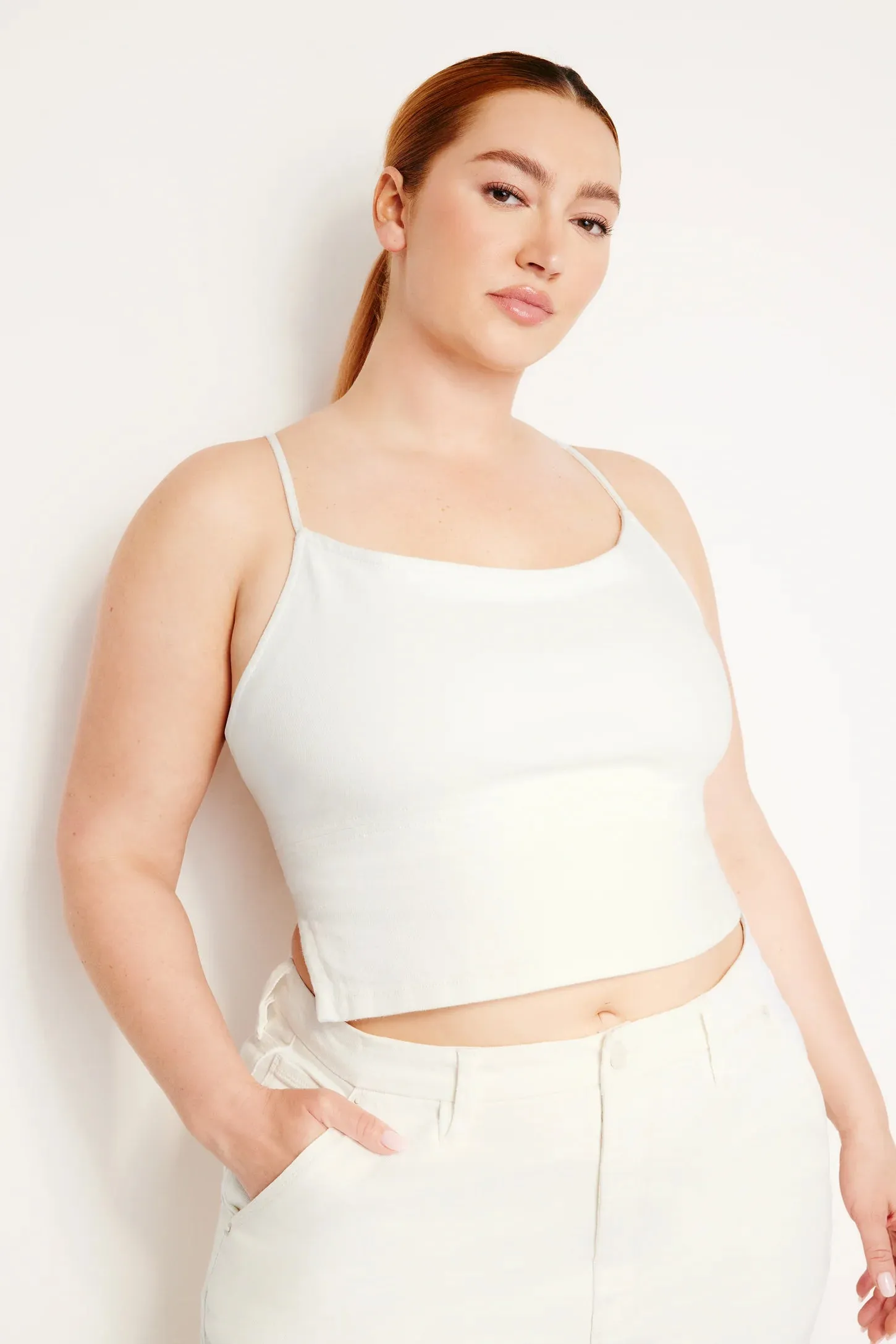 Denim Tie Back Halter Cloud White