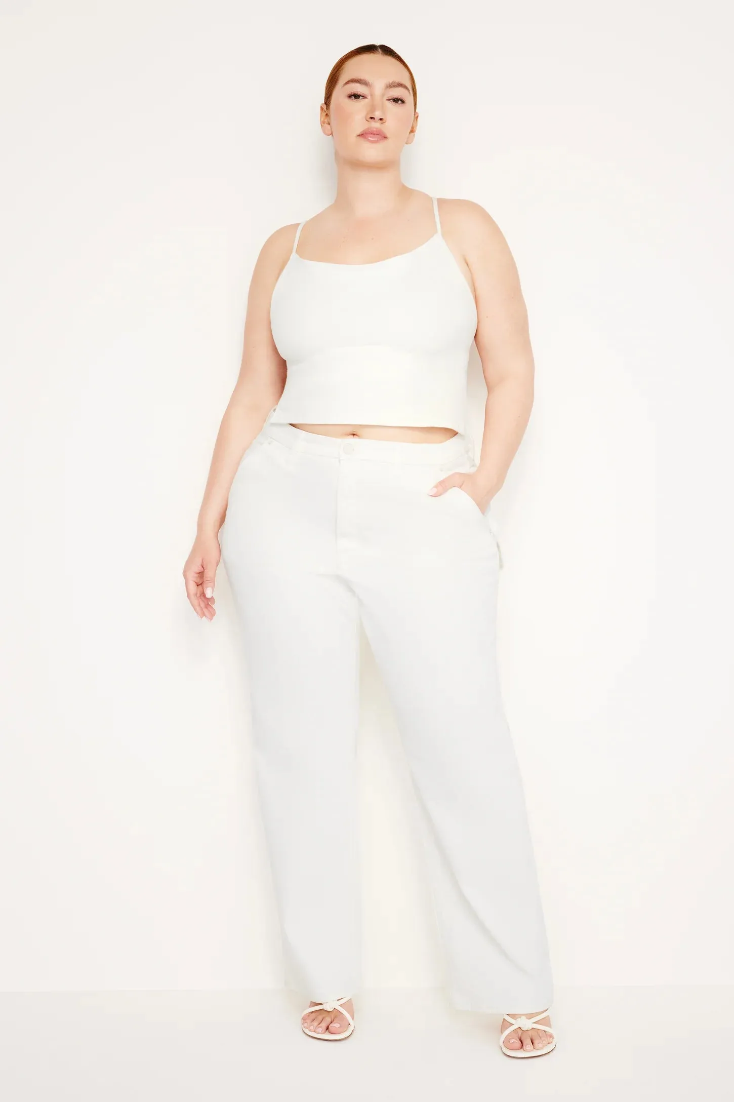 Denim Tie Back Halter Cloud White