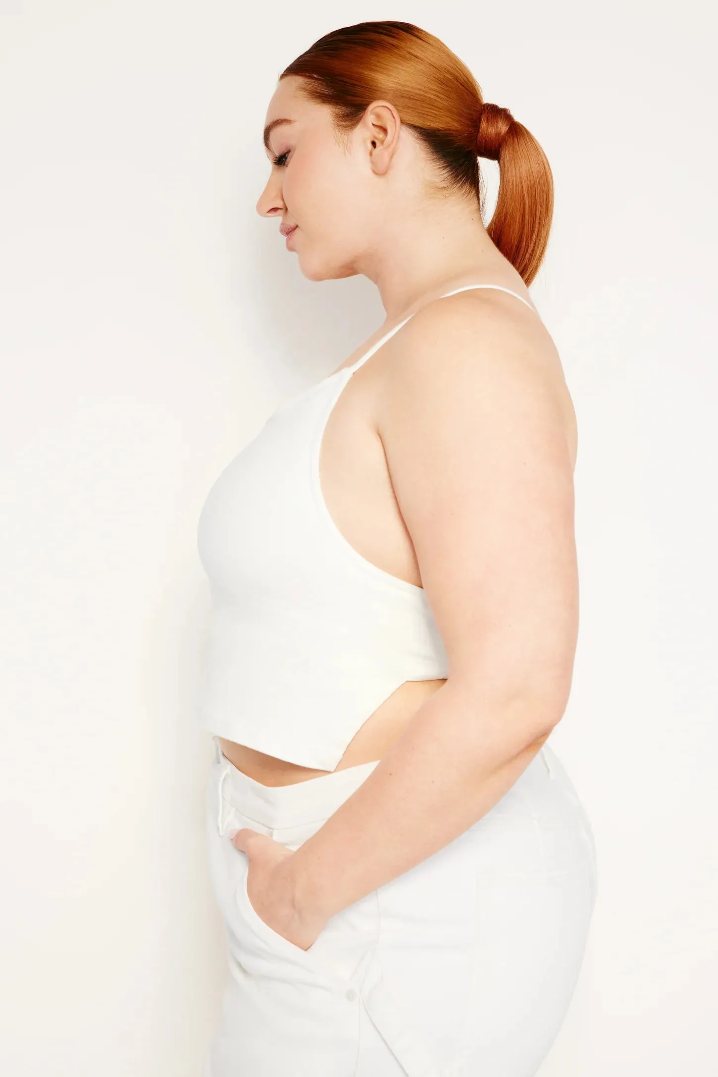 Denim Tie Back Halter Cloud White