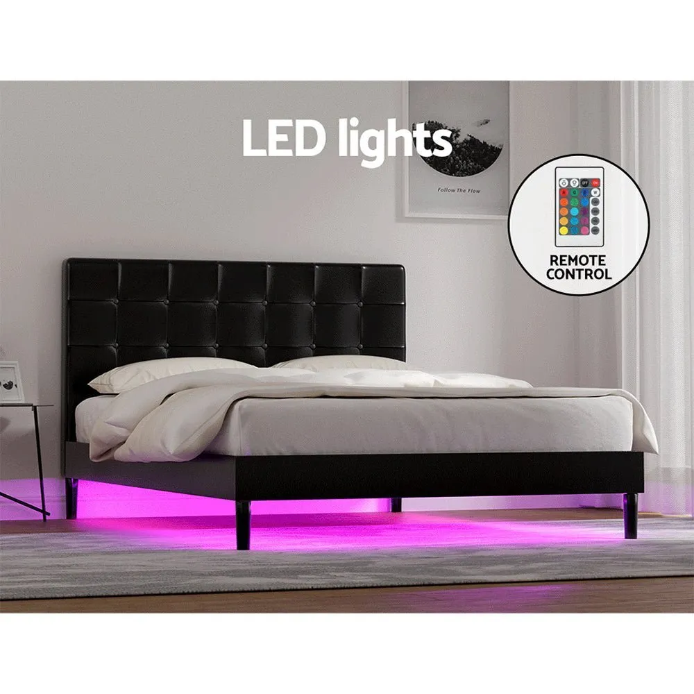 Double Package | Manly LED Bed Frame Black & Bonita Pillow Top Mattress (Medium Firm)