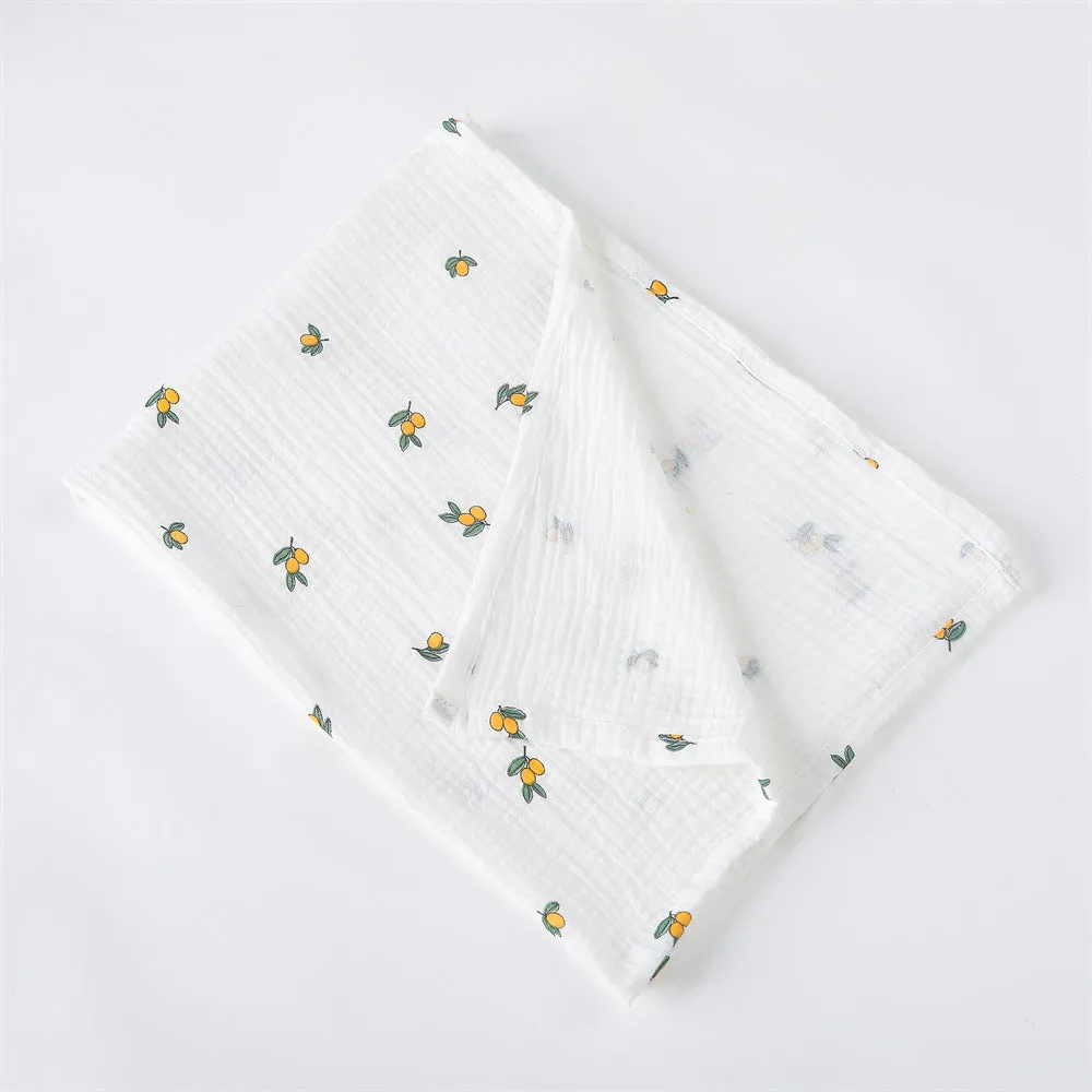 Earthy Fruits and Flowers Cotton Baby Blanket