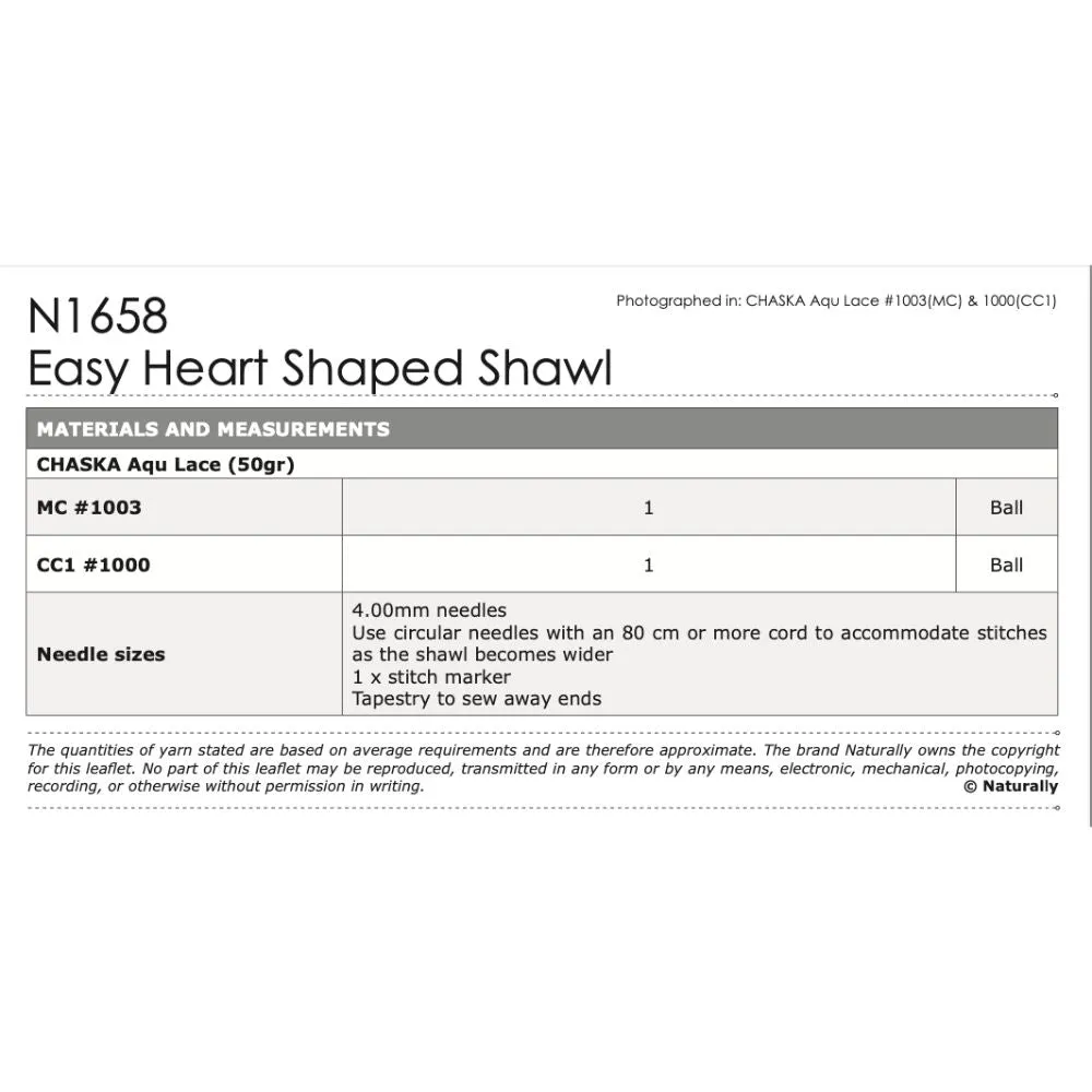 Easy Heart Shaped Shawl Knitting Pattern (N1658)