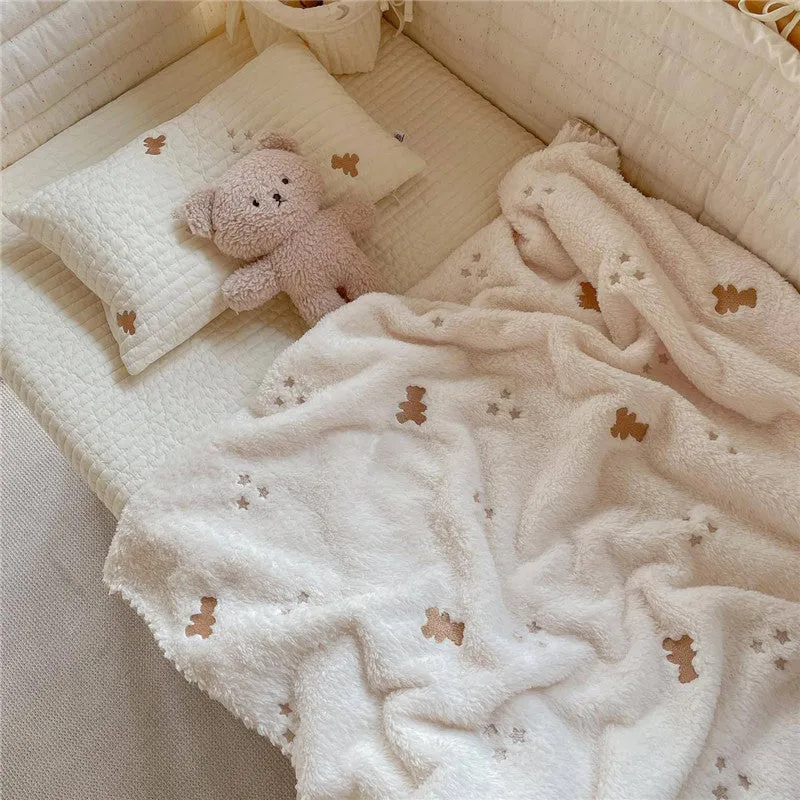 Embroidered Soft Coral Fleece Baby Blanket (4 designs)