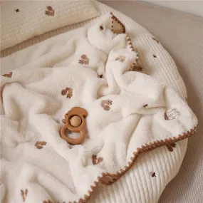 Embroidered Soft Coral Fleece Baby Blanket (4 designs)