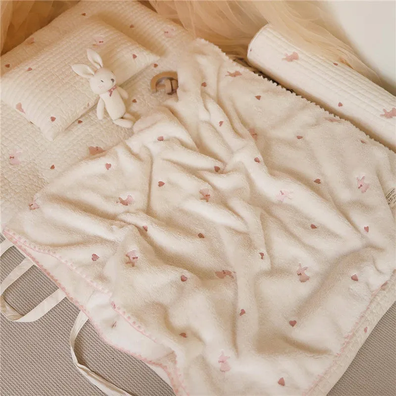 Embroidered Soft Coral Fleece Baby Blanket (4 designs)