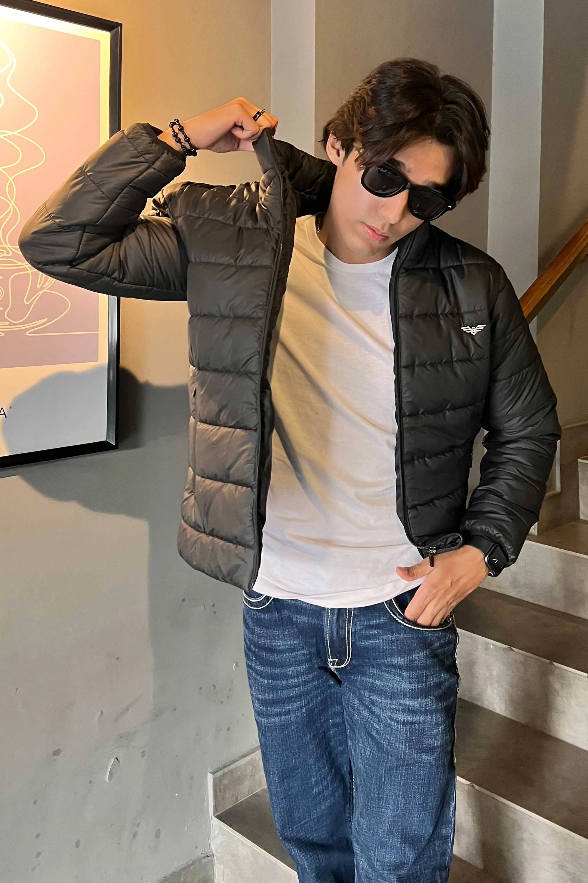 Eternity Men's Logo Embroidered Slim Fit Puffer Jacket