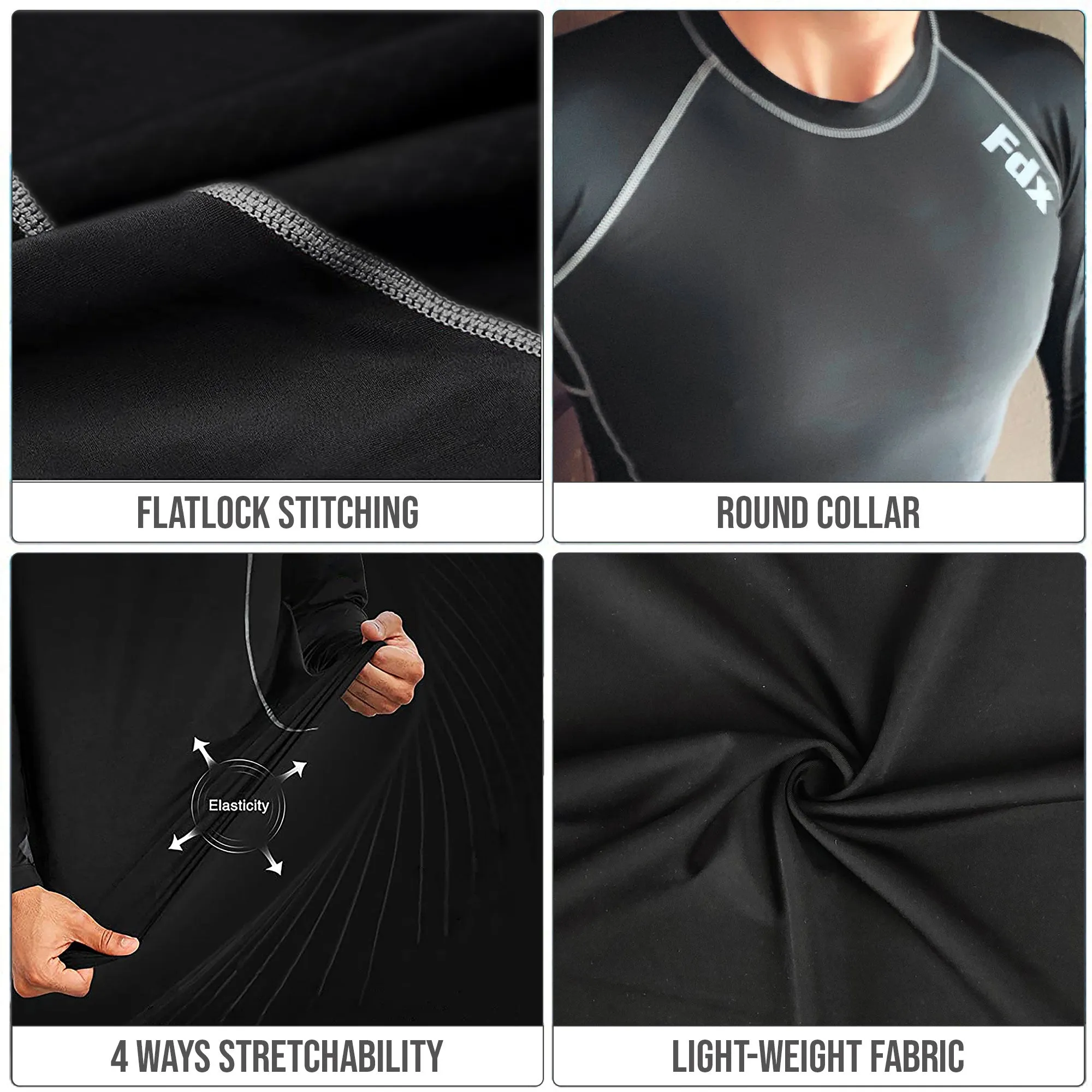 Fdx Recoil Grey Men's Base Layer All Season Compression Top