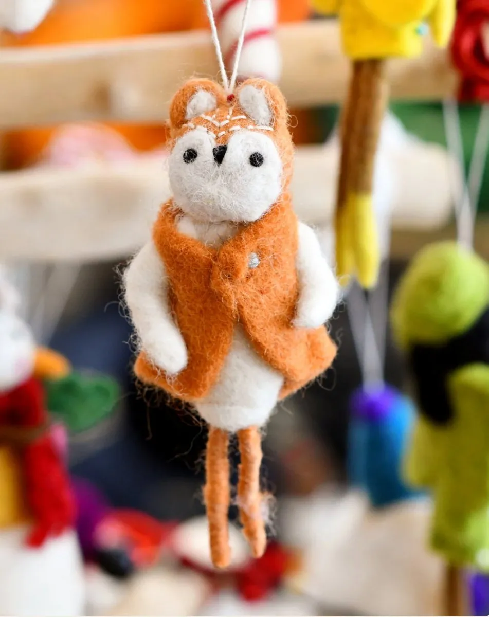 Felt Fox Doll Ornament - Tara Treasures