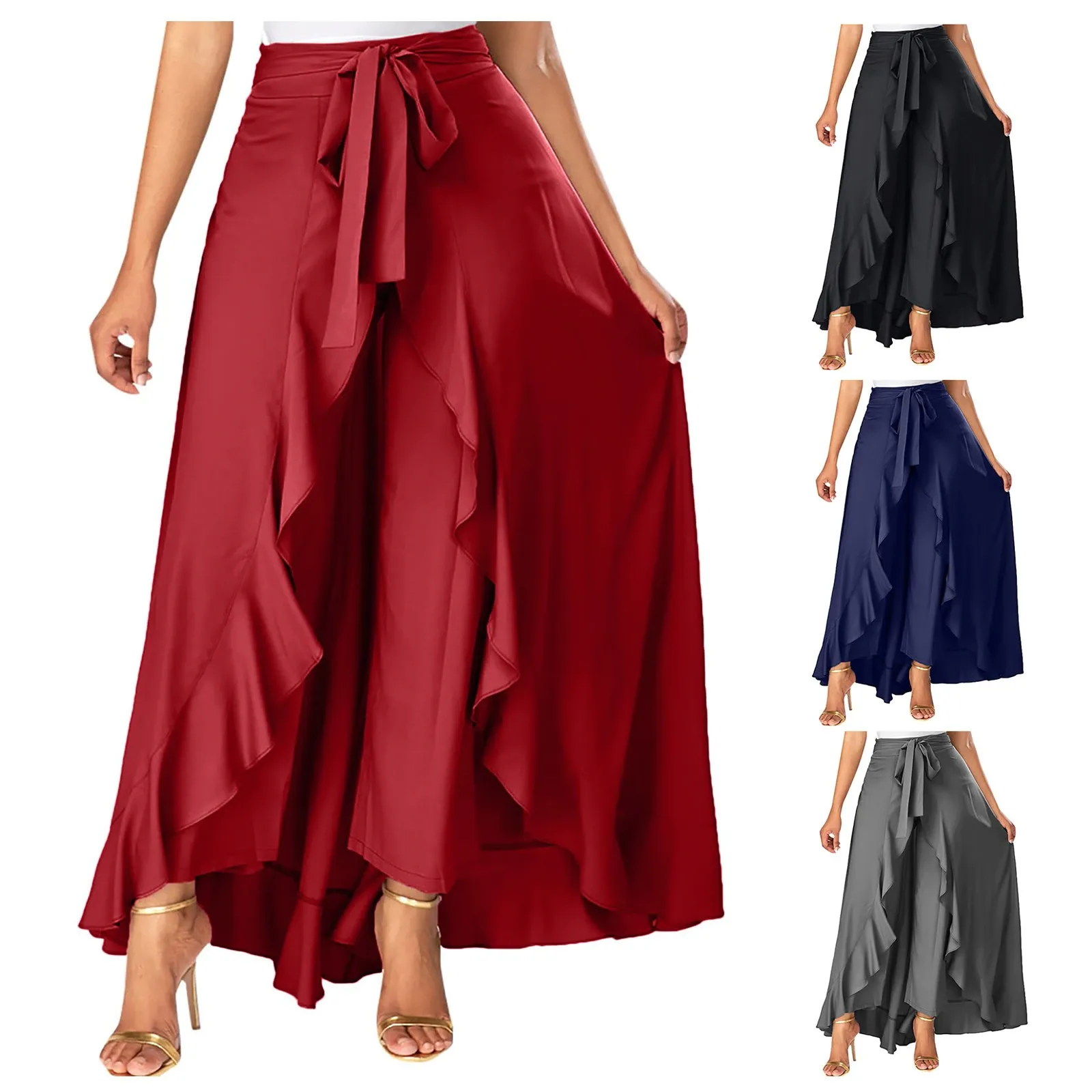 Funki Buys | Skirts | Women's Elegant Long Ruffled Skirt Pants