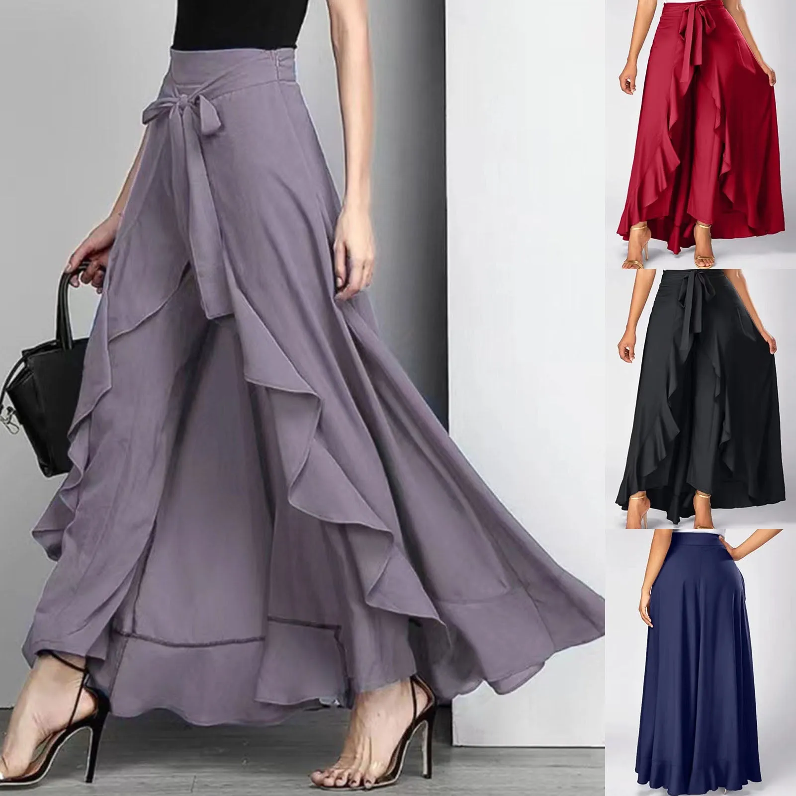 Funki Buys | Skirts | Women's Elegant Long Ruffled Skirt Pants