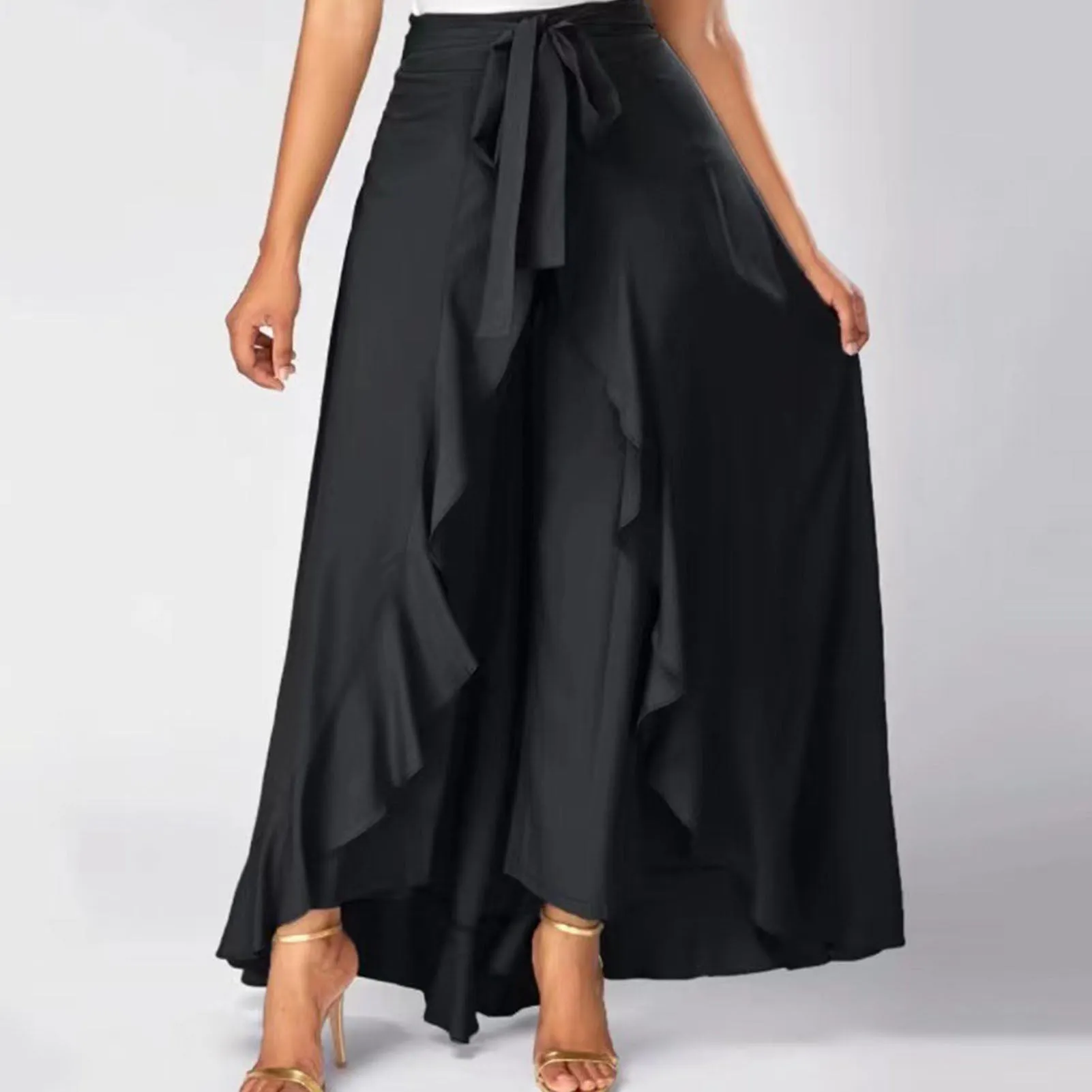 Funki Buys | Skirts | Women's Elegant Long Ruffled Skirt Pants